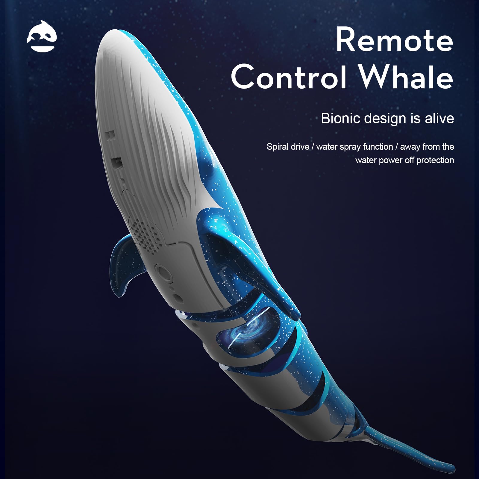 Remote Control Blue Whale Shark Toy - RC Boat for Kids, Water & Outdoor Play with 4 AA Batteries Included - Perfect for Pool, Beach & Bathtub Fun