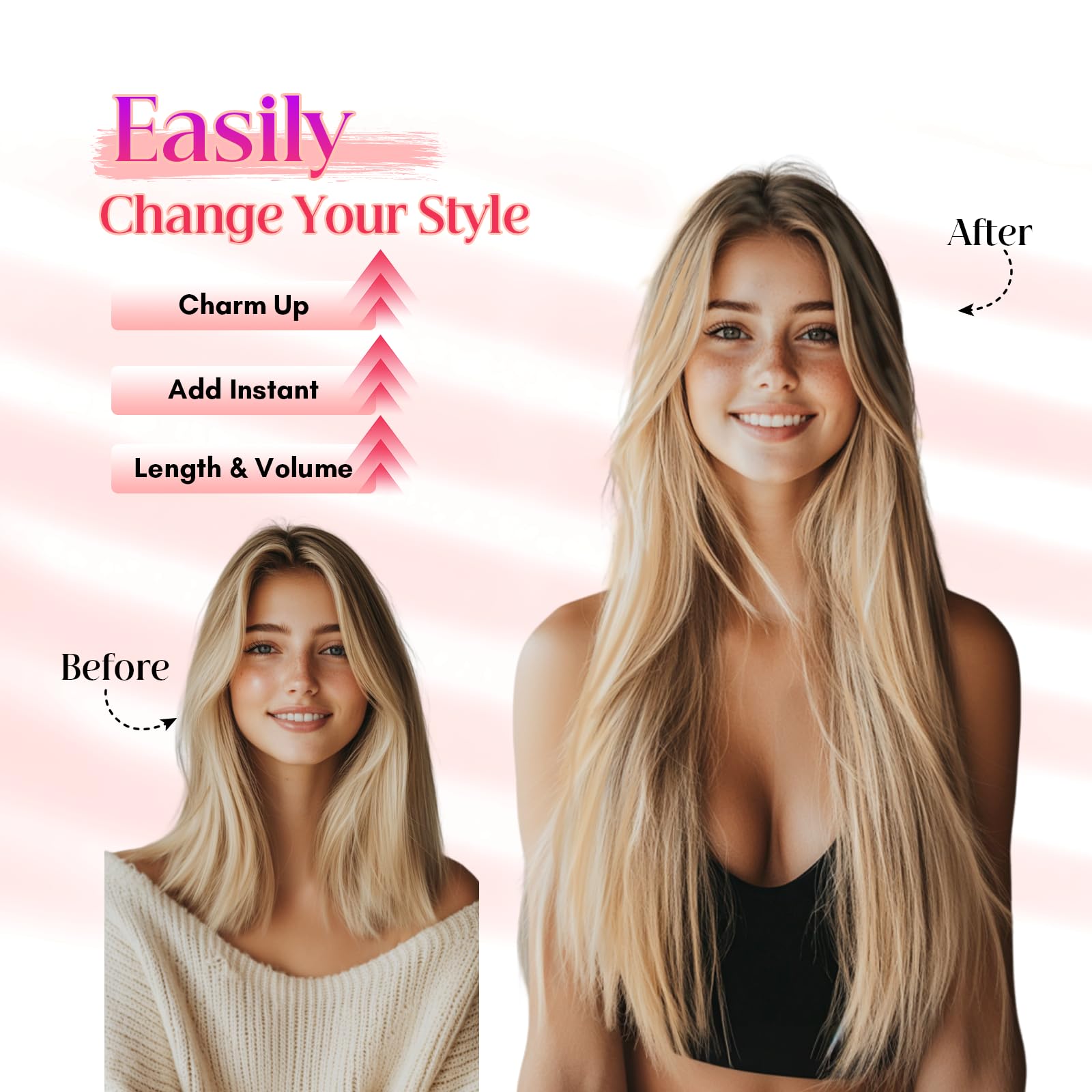 Rich Choices 100% Real Human Hair Halo Extensions - 22 Inch Invisible Wire Remy Hair Extensions for Women (Ash Blonde Highlight Bleach Blonde) | Perfect for Weddings, Parties & Daily Styling