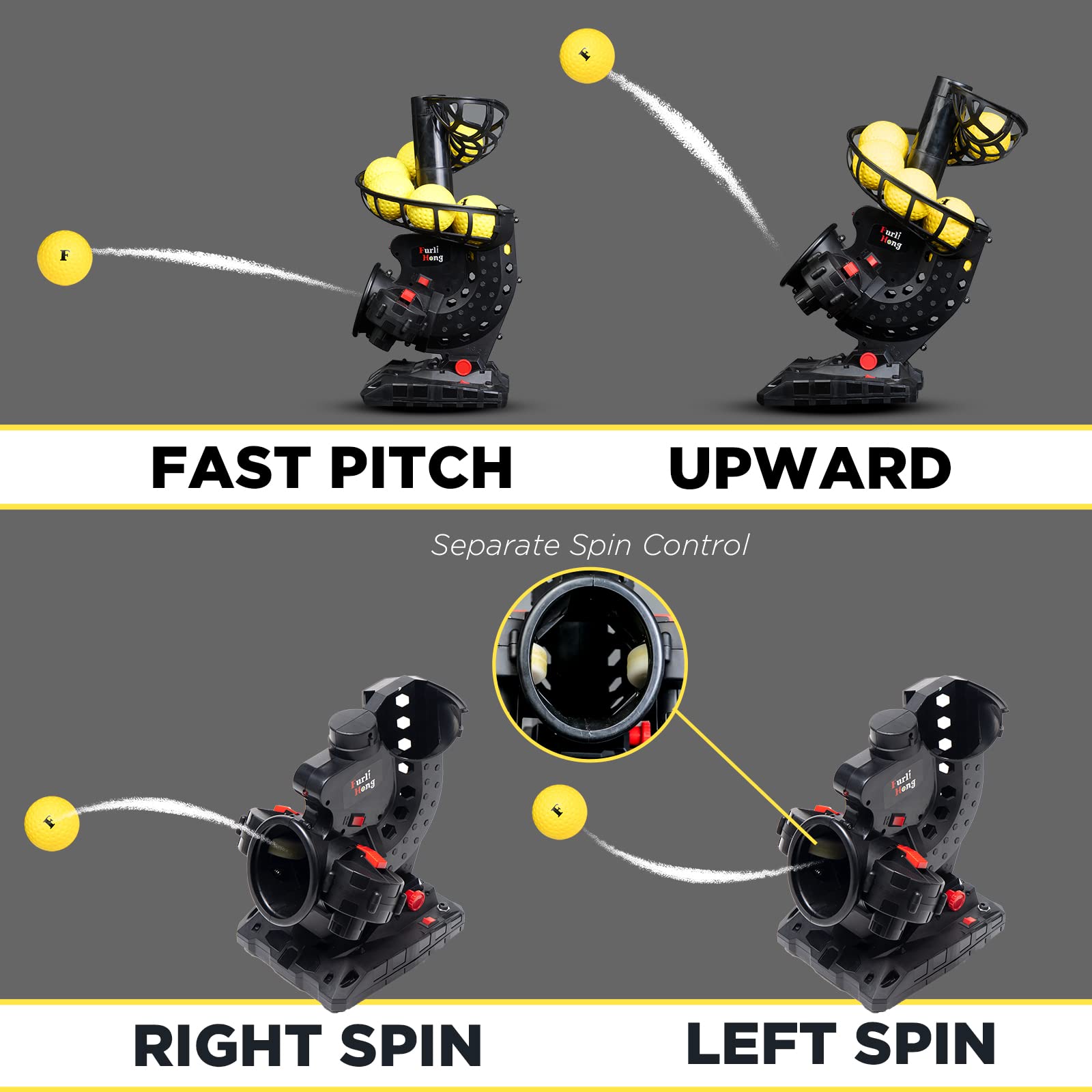 Upgraded Electronic Baseball Pitching Machine - Adjustable Speed & Angles, AC/Battery Powered with 8 Dimpled Balls | Perfect for Youth Baseball Training, Batting Practice & Fielding Drills at Home or Backyard