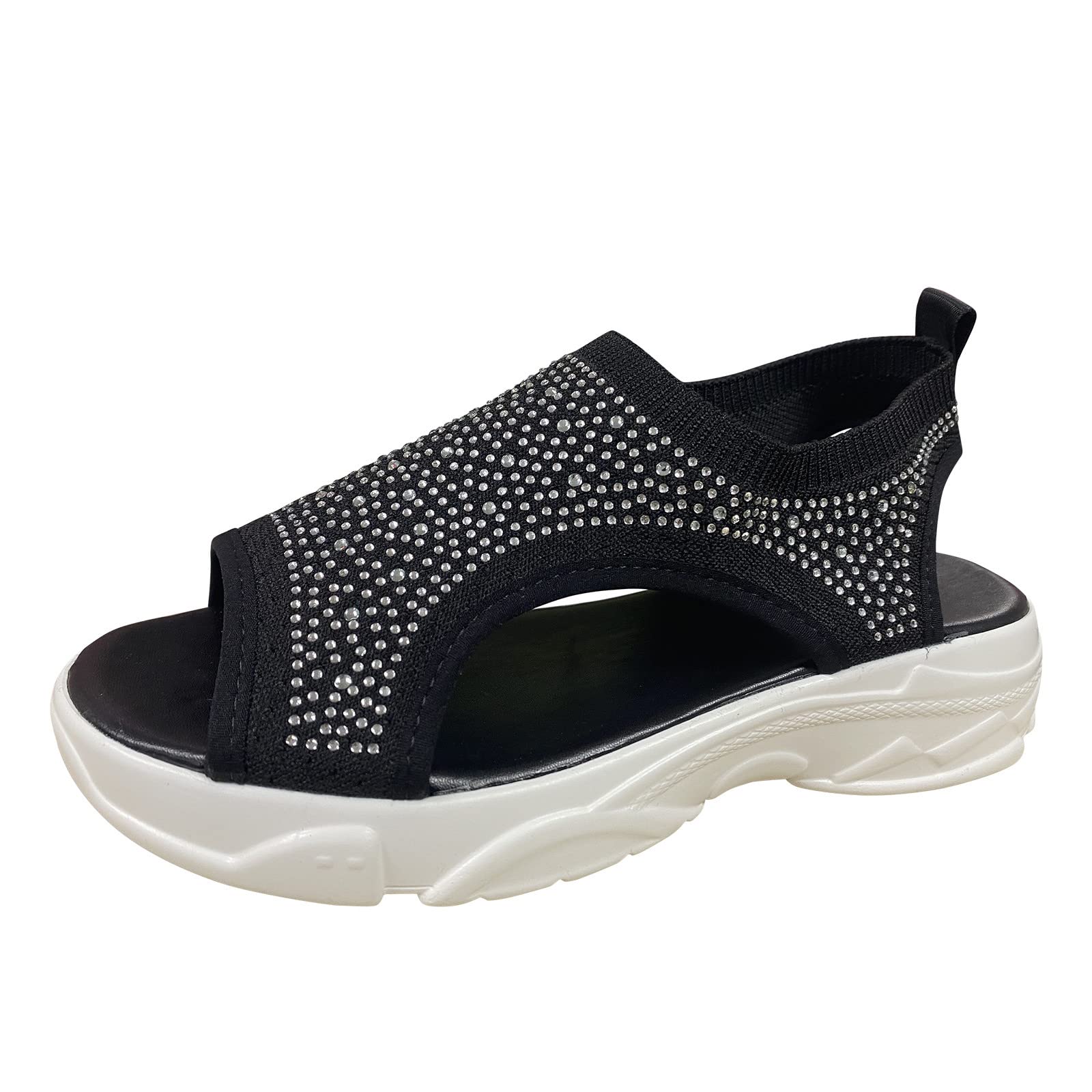 Rhinestone Mesh Women's Wedge Sandals - Breathable Casual Platform Closed Toe Shoes for Women | Perfect for Summer Outings, Beach Walks & Fashionable Everyday Wear