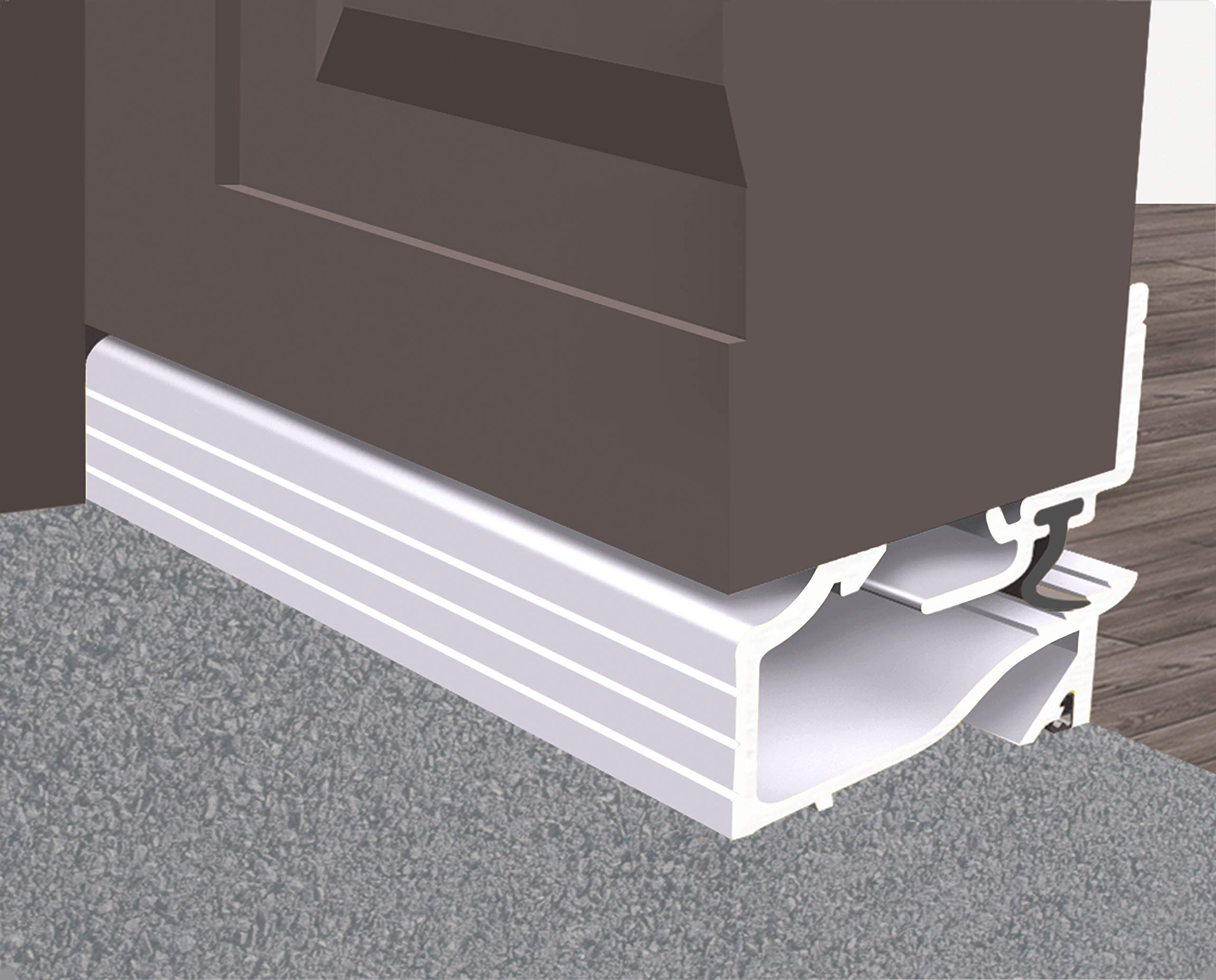 EXITEX 28mm Hi Per Bar Clearance Inward Opening Weatherstrip - 914mm Silver Aluminum Door Seal for Home & Commercial Weatherproofing