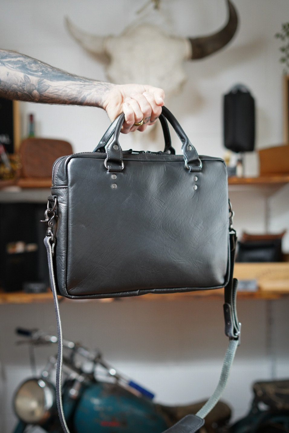 Premium Steerhide Black Work Bag - Durable & Stylish Essential for Professionals | Perfect for Office, Commuting & Business Travel