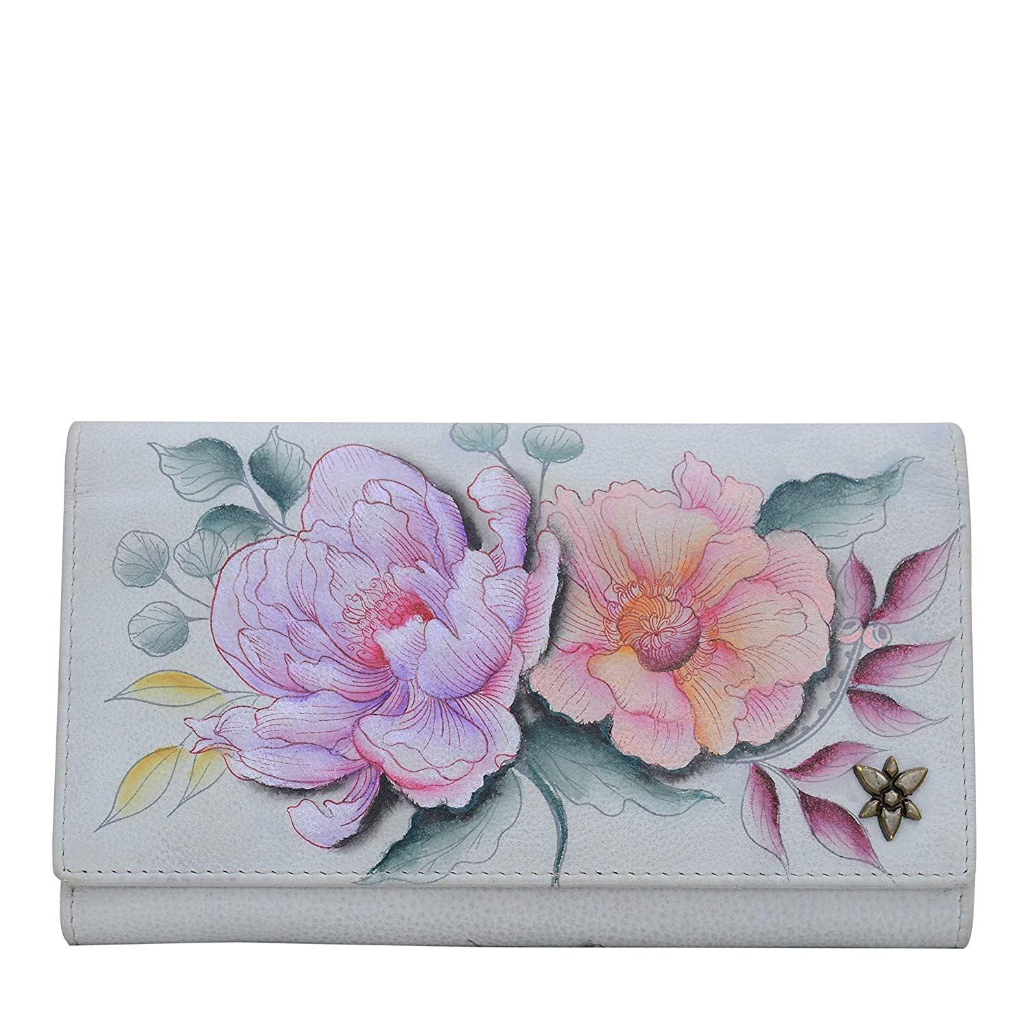 Anuschka Women's Hand-Painted Genuine Leather RFID Blocking Wallet - Stylish 3-Fold Design for Credit Cards & Cash - Perfect for Travel, Shopping & Everyday Use