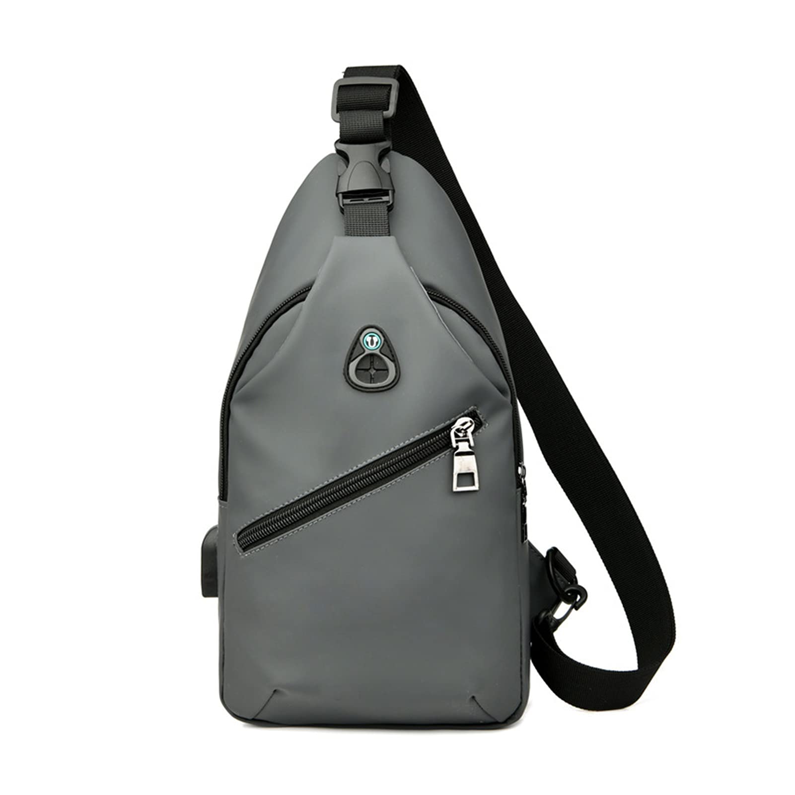 WOKEZ Men's Waterproof Shoulder Sling Backpack - Crossbody Chest Bag with Oxford Fabric (Gray, 17x7x34cm) - Perfect for Travel, Hiking, and Daily Commute