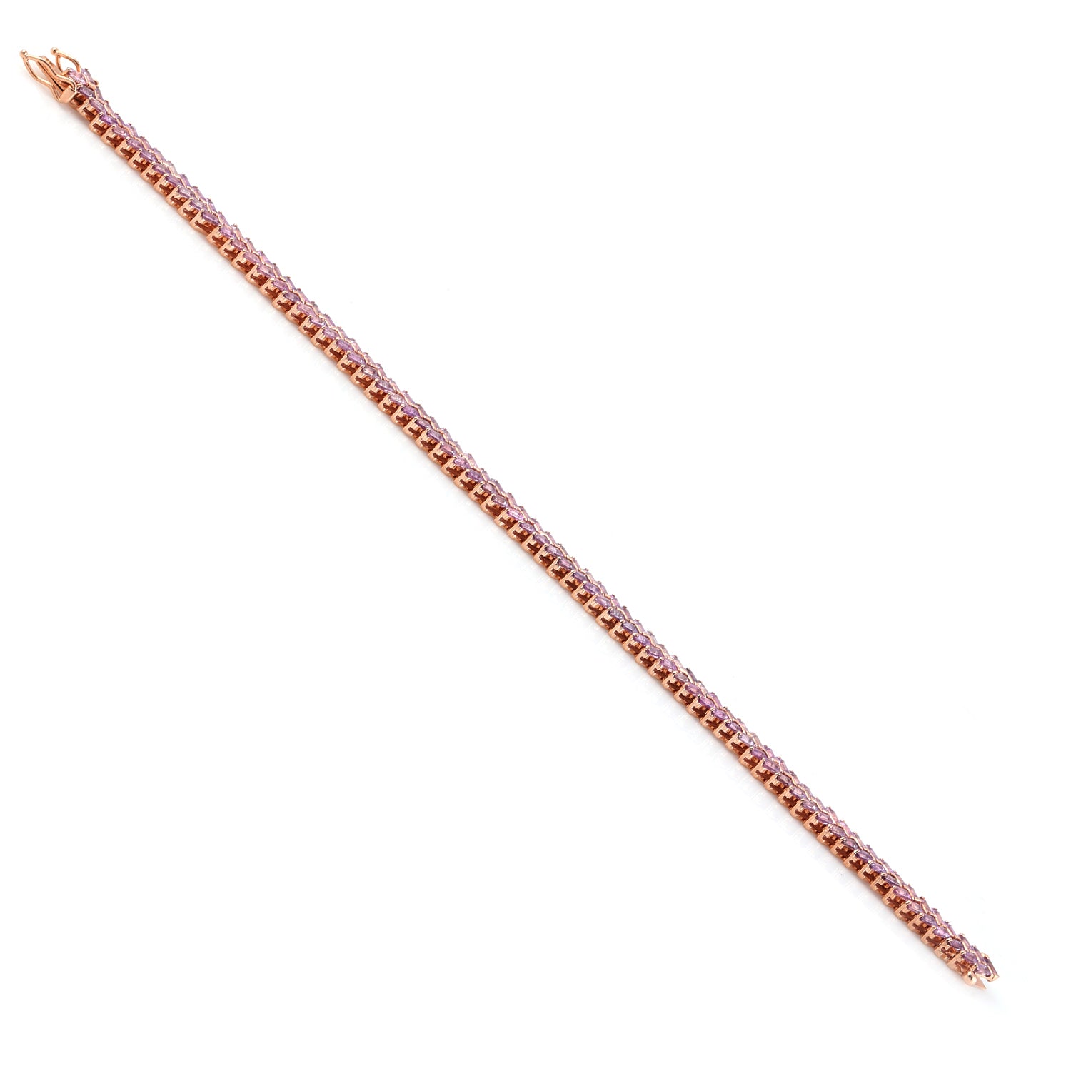 Pink Sapphire Baguette Tennis Bracelet in 14K Yellow Gold - Elegant Zig Zag Design for Women, Perfect Gift for Anniversary, Birthday & Special Occasions