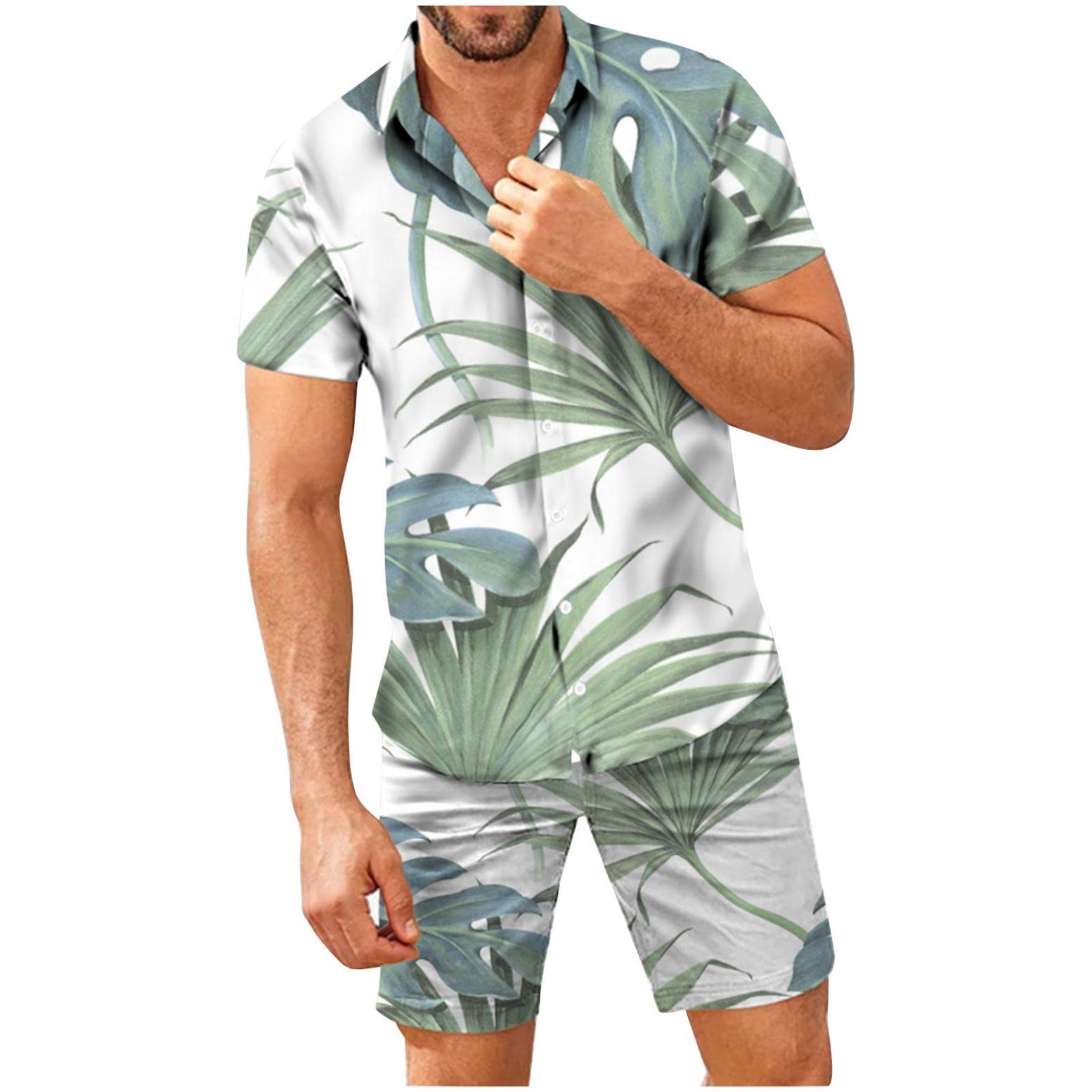Men's Hawaiian Shorts Sets - Casual 2 Piece Button Down Shirt & Floral Print Shorts Outfit | Summer Beach Vacation, Pool Party & Tropical Getaway Wear