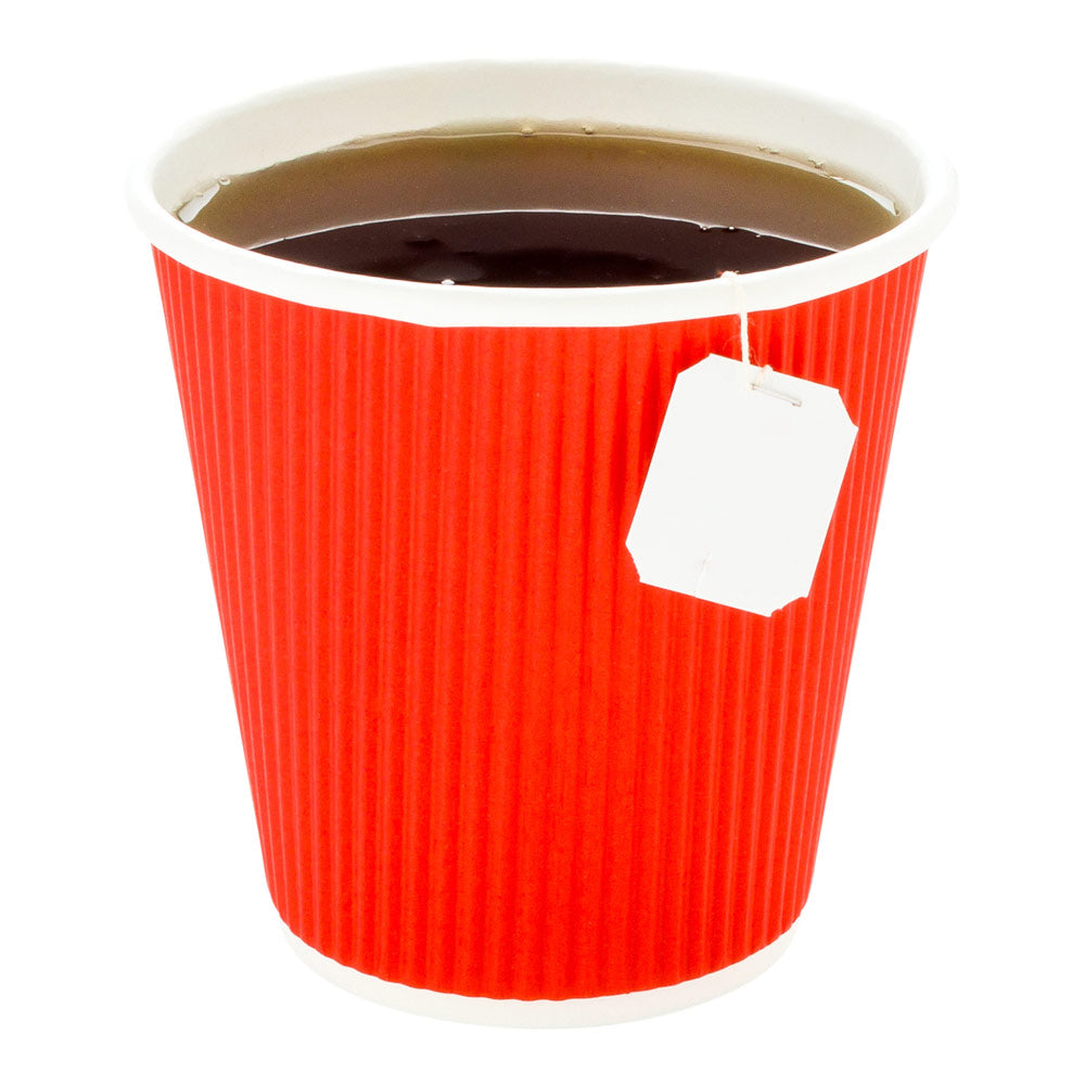 8 oz Red Ripple Wall Paper Coffee Cups - 500 Count Bulk Pack (3.5
