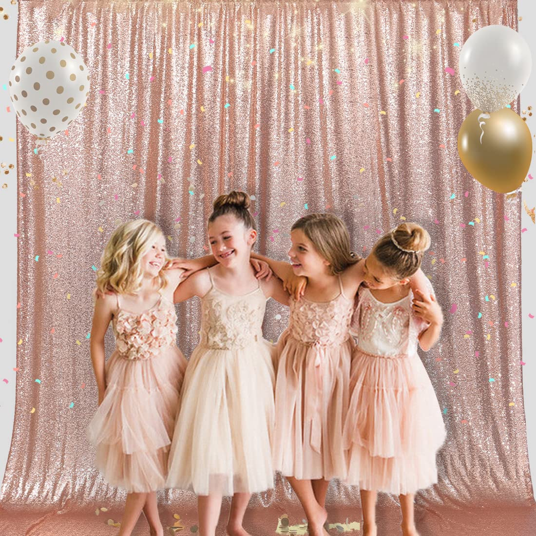 10x10ft Rose Gold Sequin Backdrop for Photography Booth | Party Decor, Wedding, Birthday & Event Background | Premium Photo Shoot Backdrop for Social Media & Professional Events