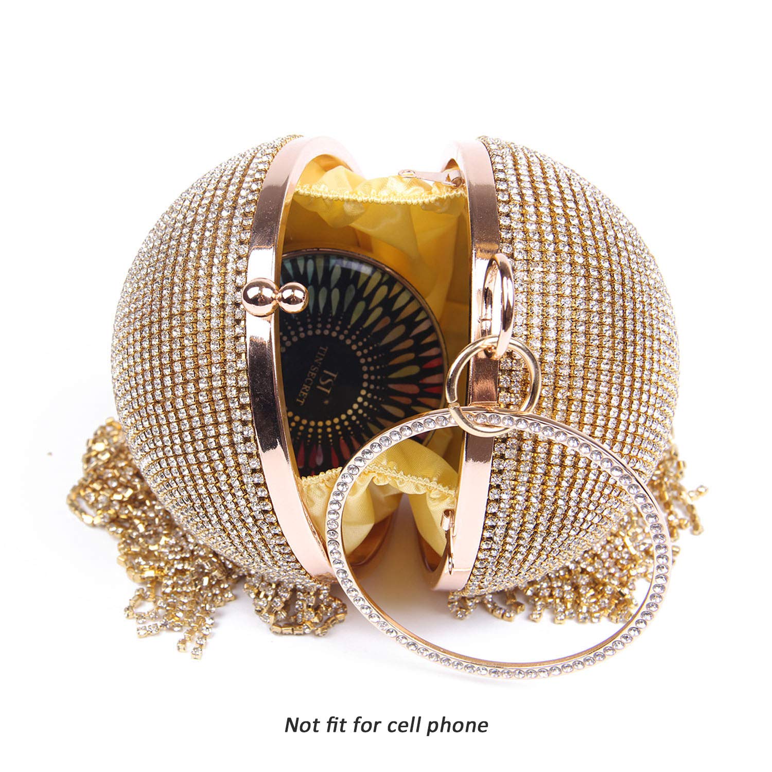 Lanpet Women's Crystal Evening Clutch Purse - Round Ball Tassel Wedding Party Handbag for Prom, Gala & Special Occasions