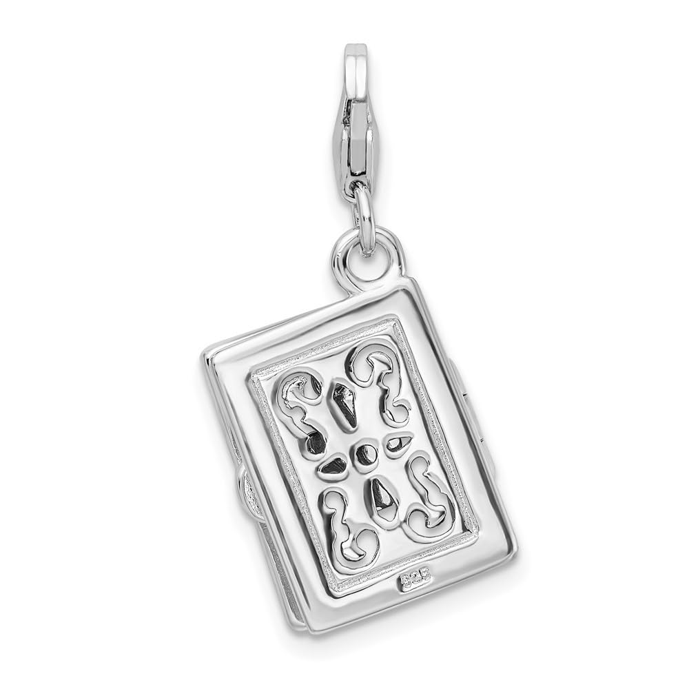 925 Sterling Silver 3D Enameled Bible Lobster Clasp Pendant Necklace - Religious Jewelry Gift for Women & Men (39mm x 13mm) - Perfect for Church, Baptism, Confirmation & Daily Wear
