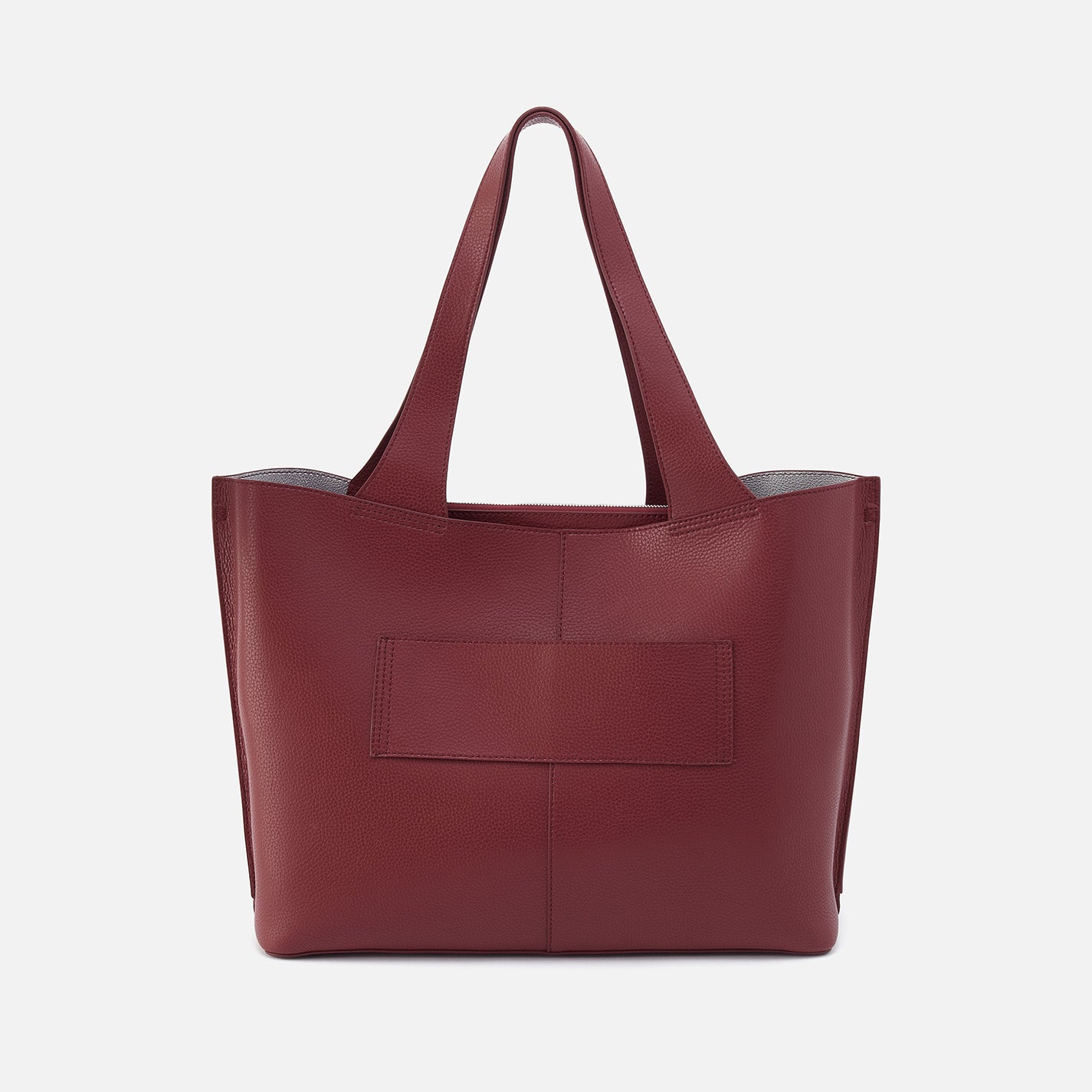 Vida Large Tote Bag in Micro Pebbled Leather - Stylish Port & Silver Women's Handbag for Work, Travel & Everyday Use
