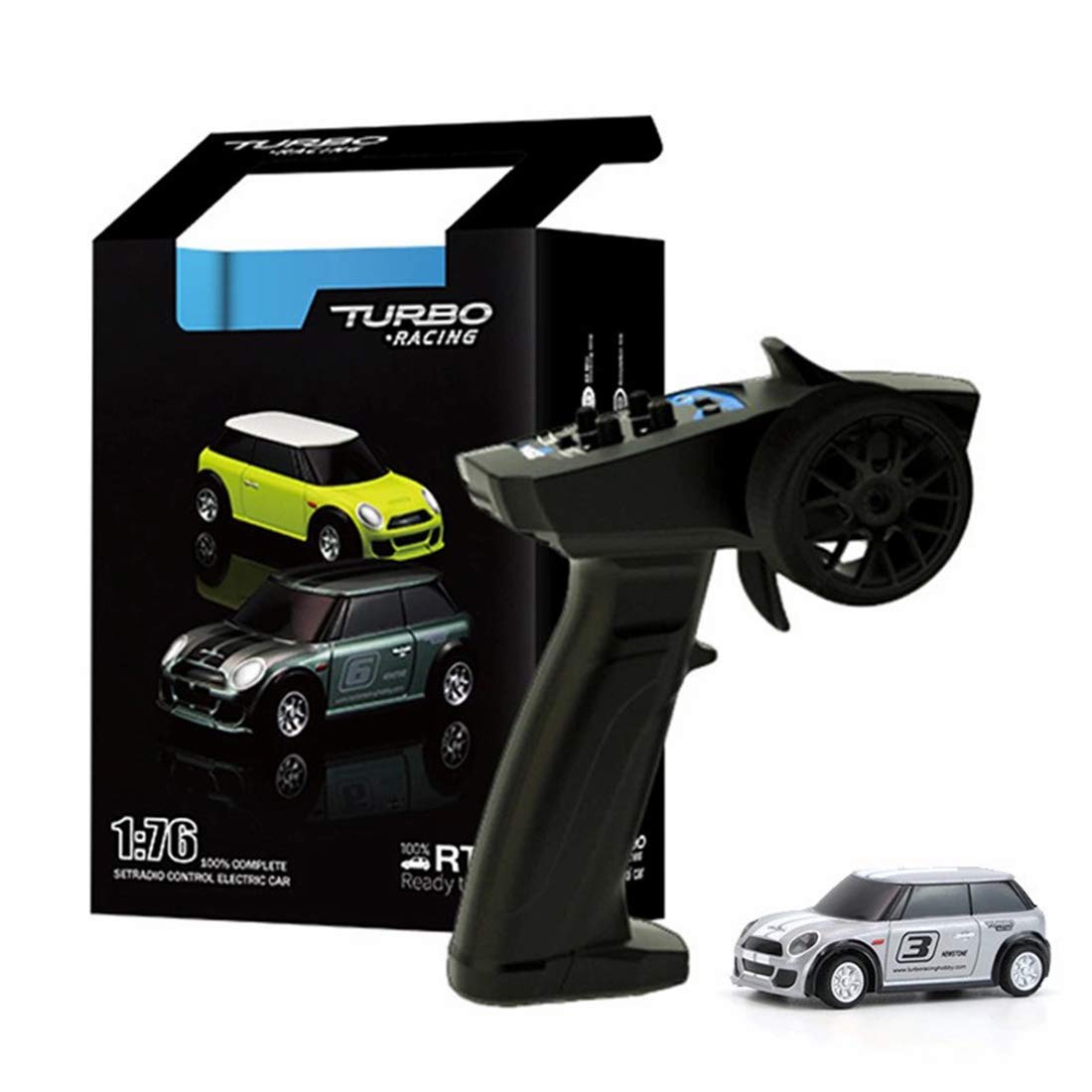 Yamix Turbo Racing 1:76 Scale Mini RC Car - 2.4Ghz Remote Control Toy for Kids & Adults - Perfect for Indoor Racing, Office Desk Fun & Collectible Display