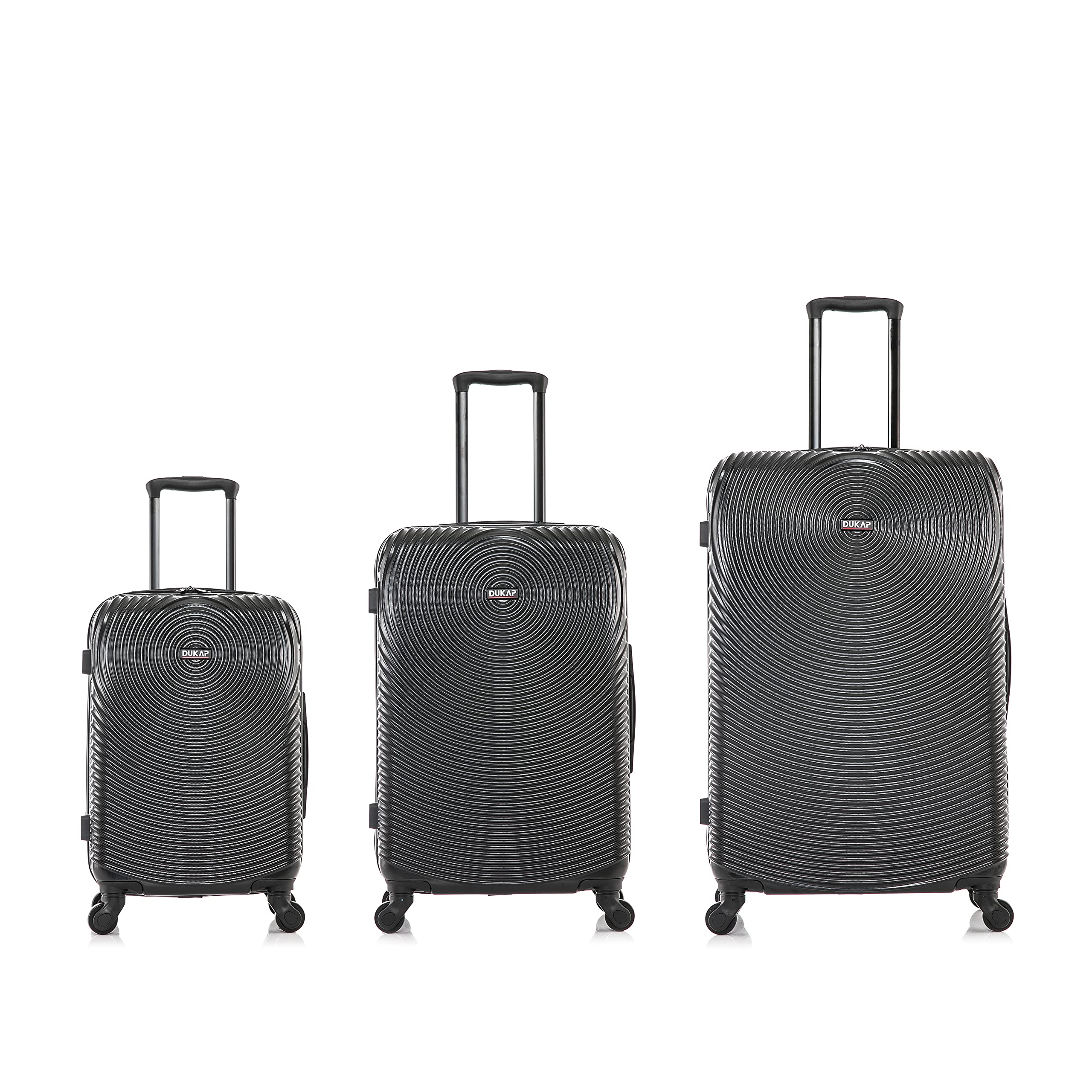 DUKAP INCEPTION 3-Piece Hardshell Luggage Set with Spinner Wheels - 20in, 24in, 28in Lightweight Durable Suitcases with Trolley Handle - Perfect for Air Travel, Business Trips & Family Vacations (Black)