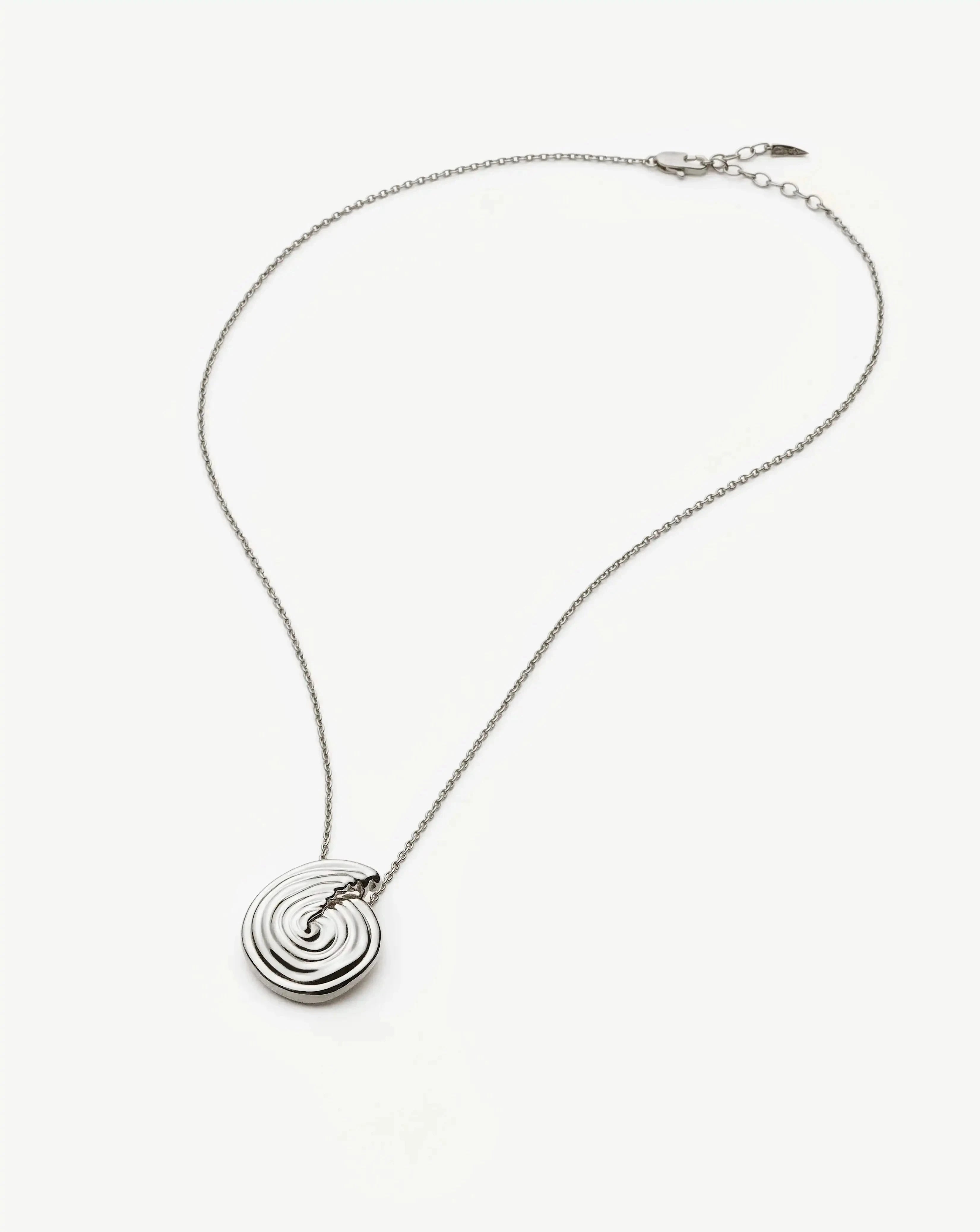 Elegant Spiral Large Pendant Necklace - Silver Plated Women's Jewelry for Party, Wedding & Evening Events