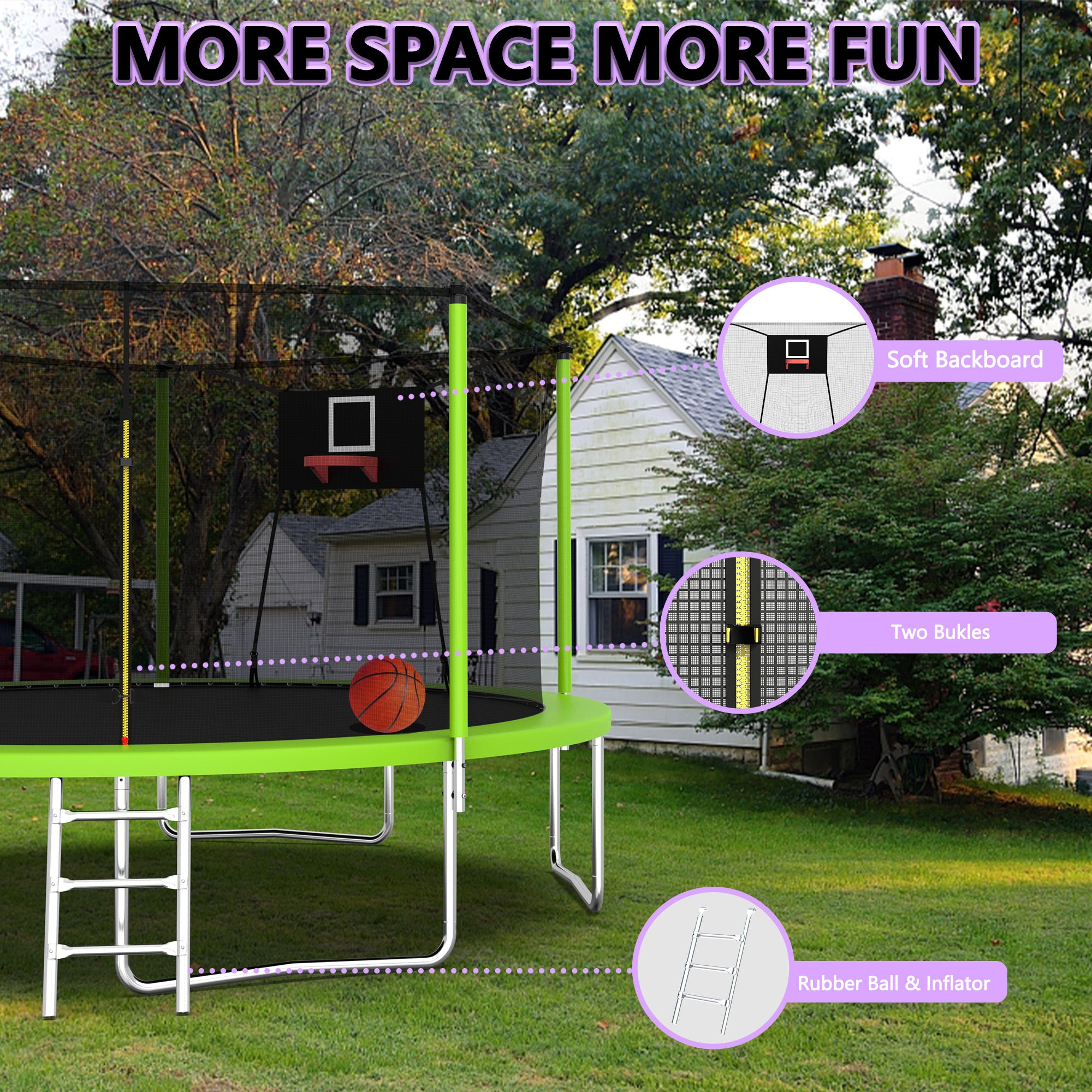 14FT Trampoline with Safety Net for Kids and Adults - Heavy Duty Outdoor Trampoline for Backyard, Garden, and Family Fun - Perfect for Exercise, Play, and Recreation