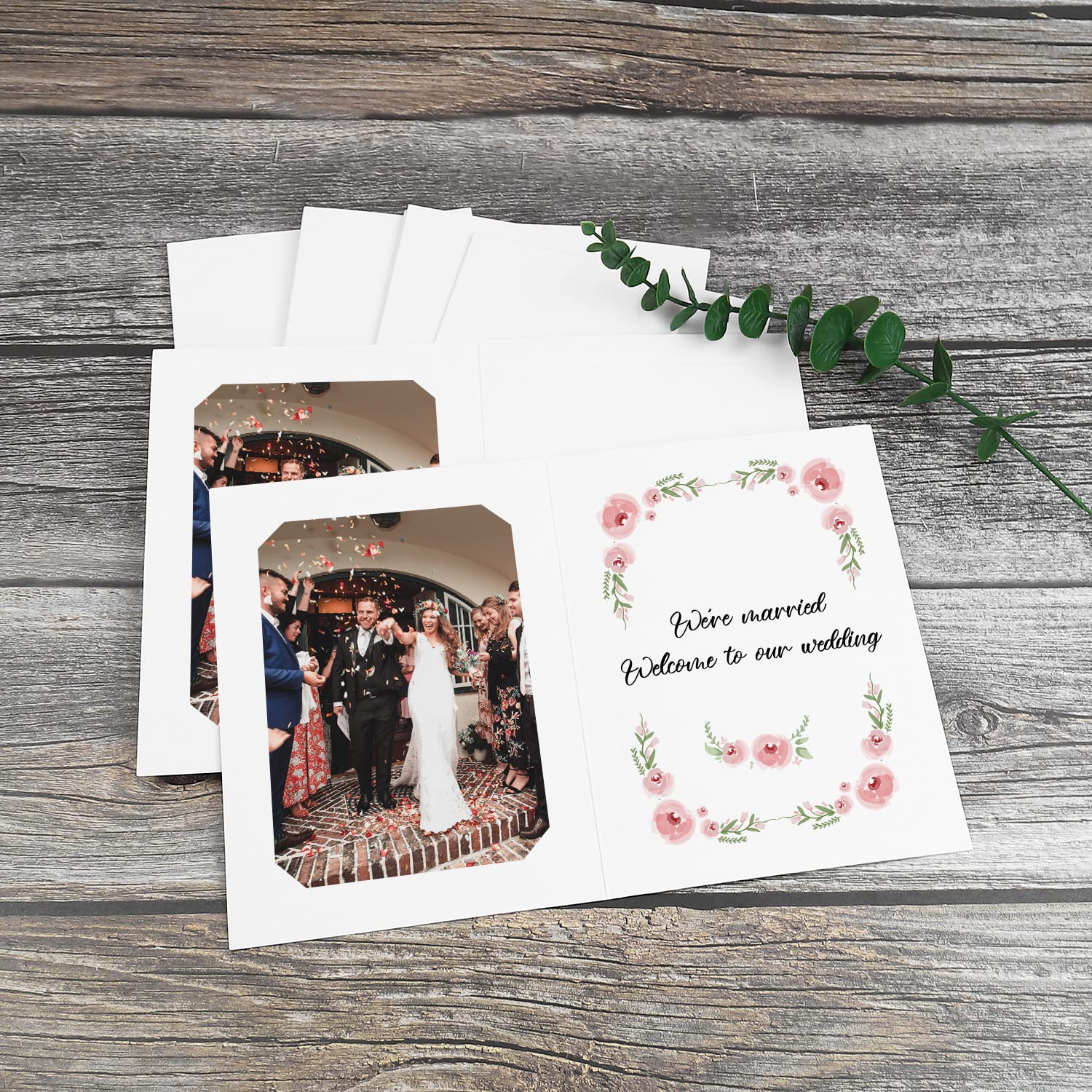 Golden State Art 10-Pack 4x6 or 5x7 Photo Folders - White Cardboard Picture Frame & Paper Frame Cards for Greetings & Invitations - Perfect for Graduation, Christmas, Wedding & Special Events