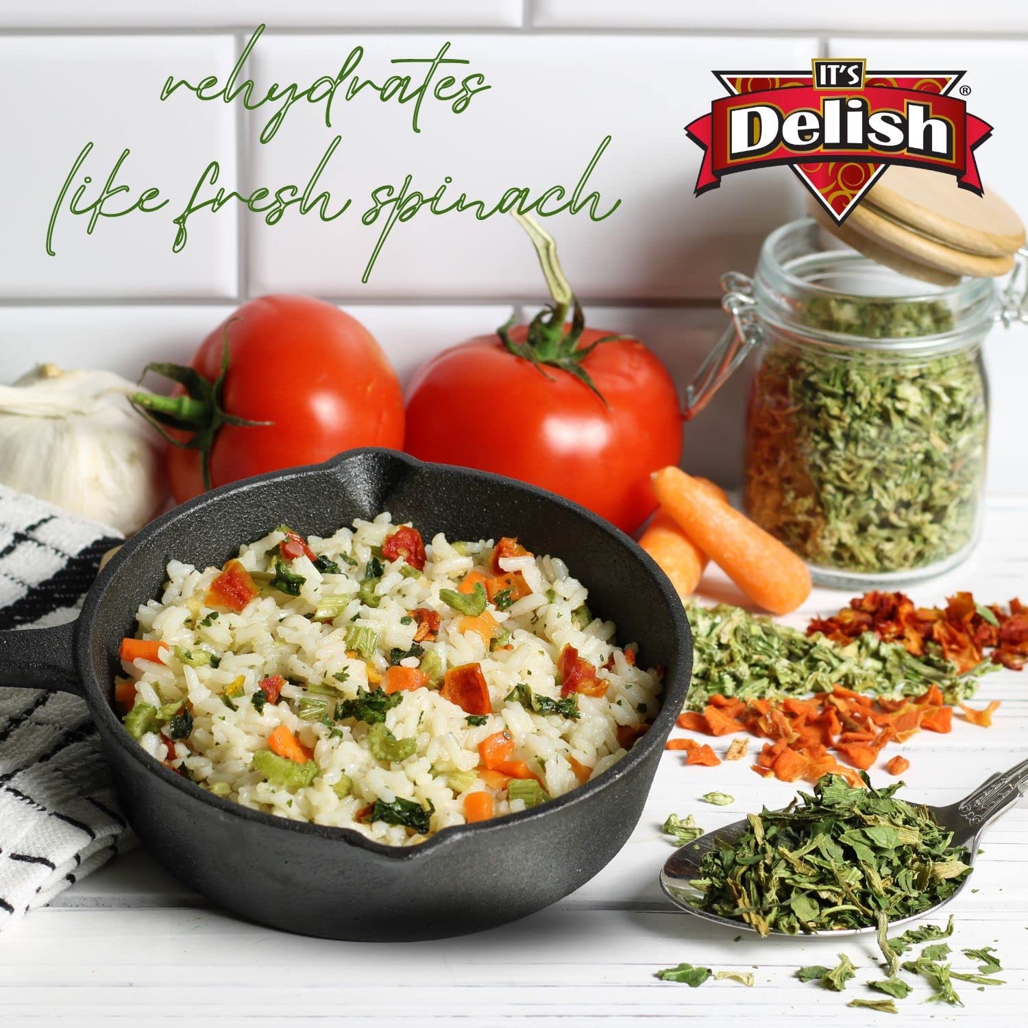 It's Delish Premium Dried Spinach Flakes - 10 lb Bulk Bag | Perfect for Smoothies, Soups, Baking & Food Storage