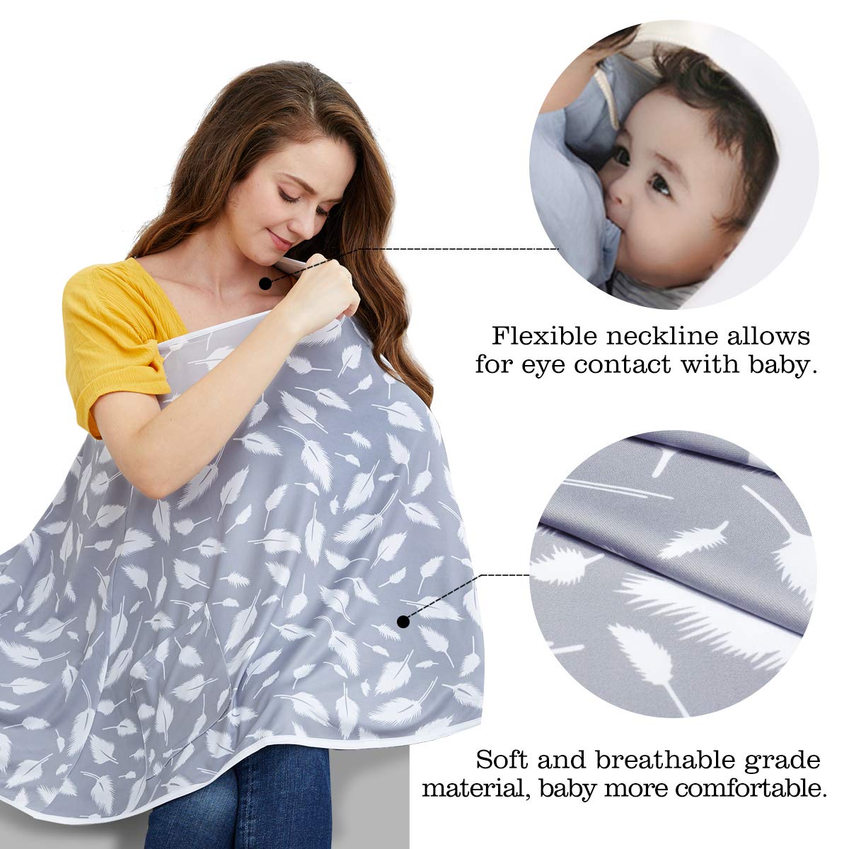 Nursing Cover & Poncho - 360° Privacy Breastfeeding, Stroller & Car Seat Cover - Baby Shower Gift for Boys & Girls