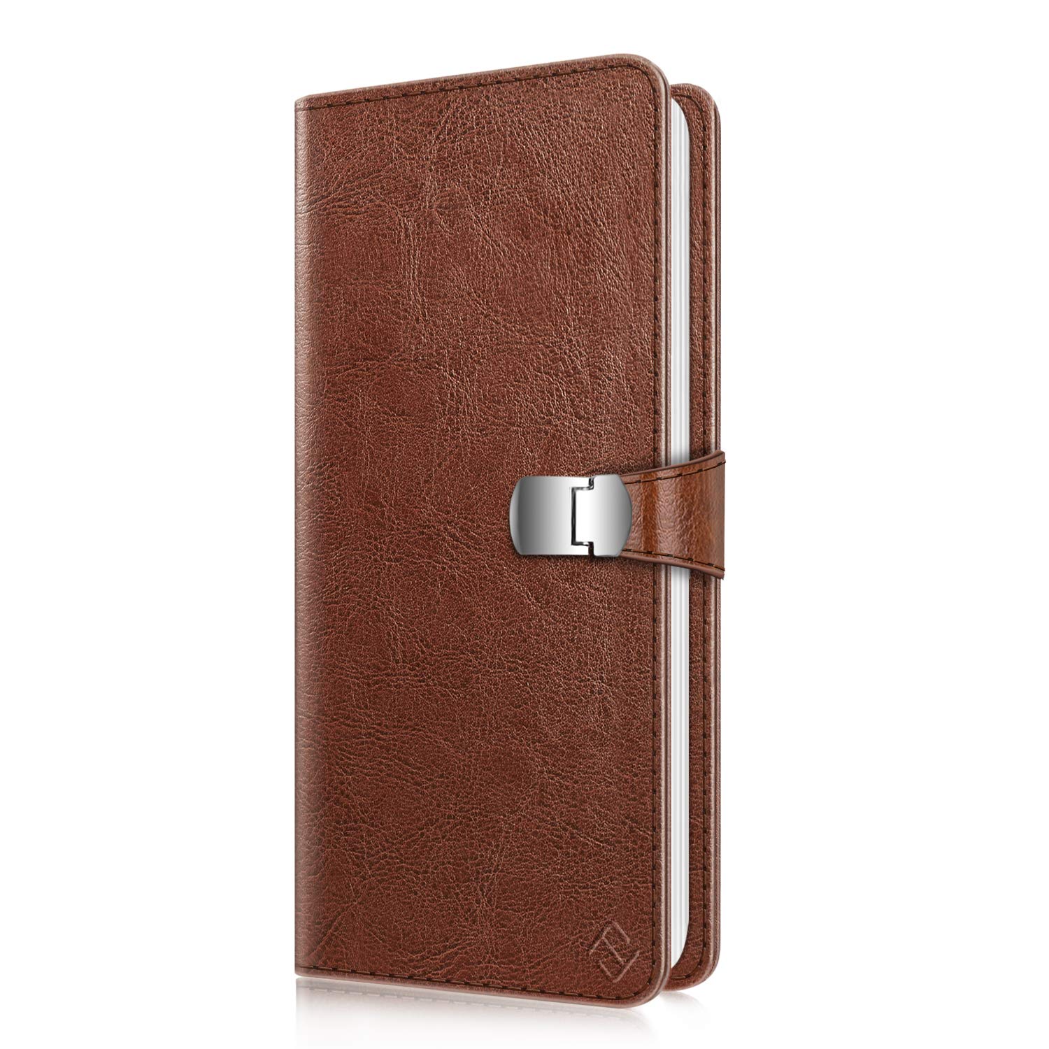 Fintie Leather Wallet Photo Album for 3.4 x 2.8 Inch Instant Film - 64 Pockets Snap Closure Memory Book Compatible with Fujifilm Instax Square SQ1/SQ6/SQ10/SQ20/SP-3, Kodak Mini Shot 2 Retro Camera (Brown) - Perfect for Travel, Wedding & Family Photo Storage