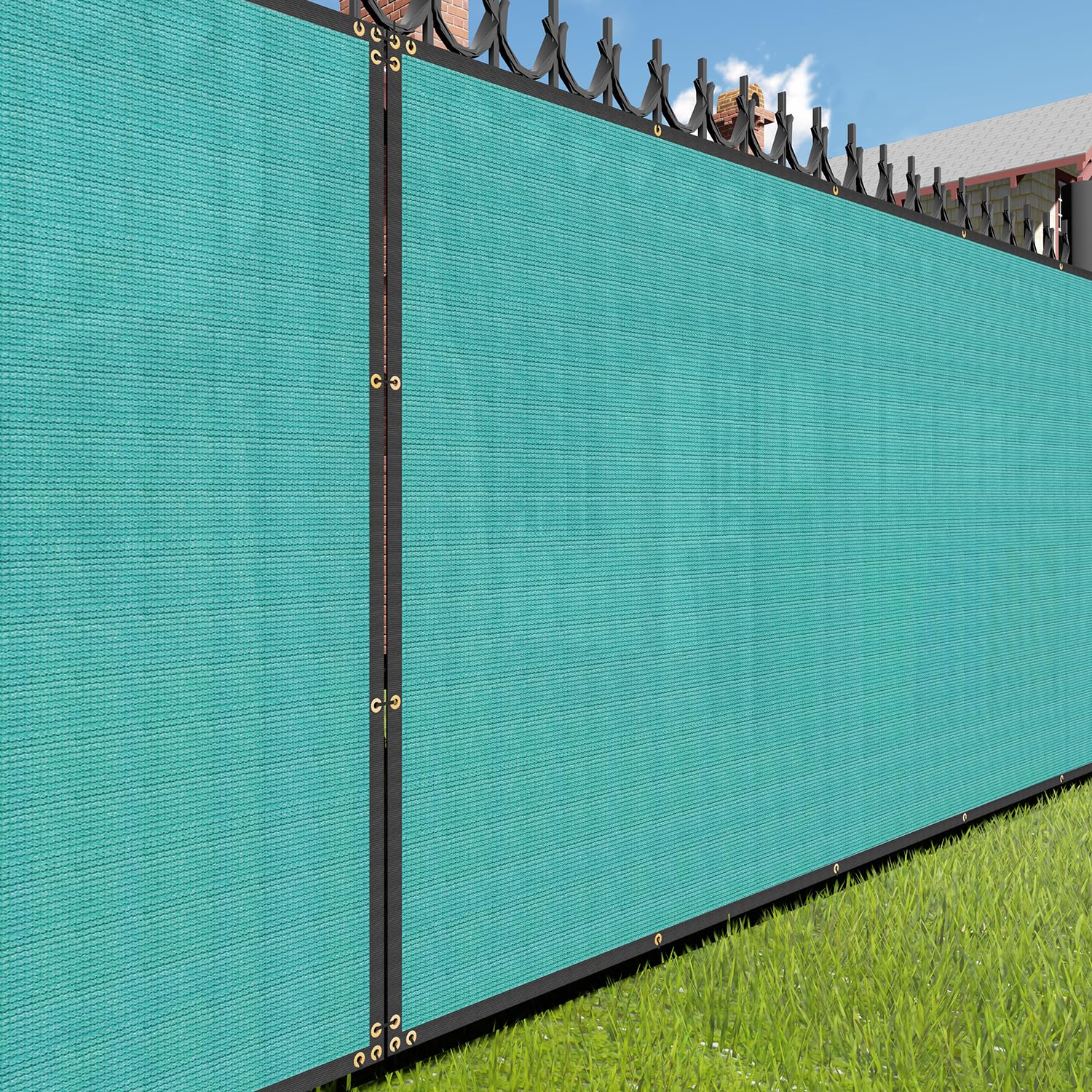 E&K Sunrise 4' x 81' UV Resistant Privacy Fence Screen with Reinforced Grommets - Durable Outdoor Windscreen for Backyard, Garden & Patio Cover - Turquoise Shade Solution for Sun Protection & Privacy | Ideal for Pool Areas, Deck Enclosures, Outdoor Living Spaces, Sports Courts & RV Camping