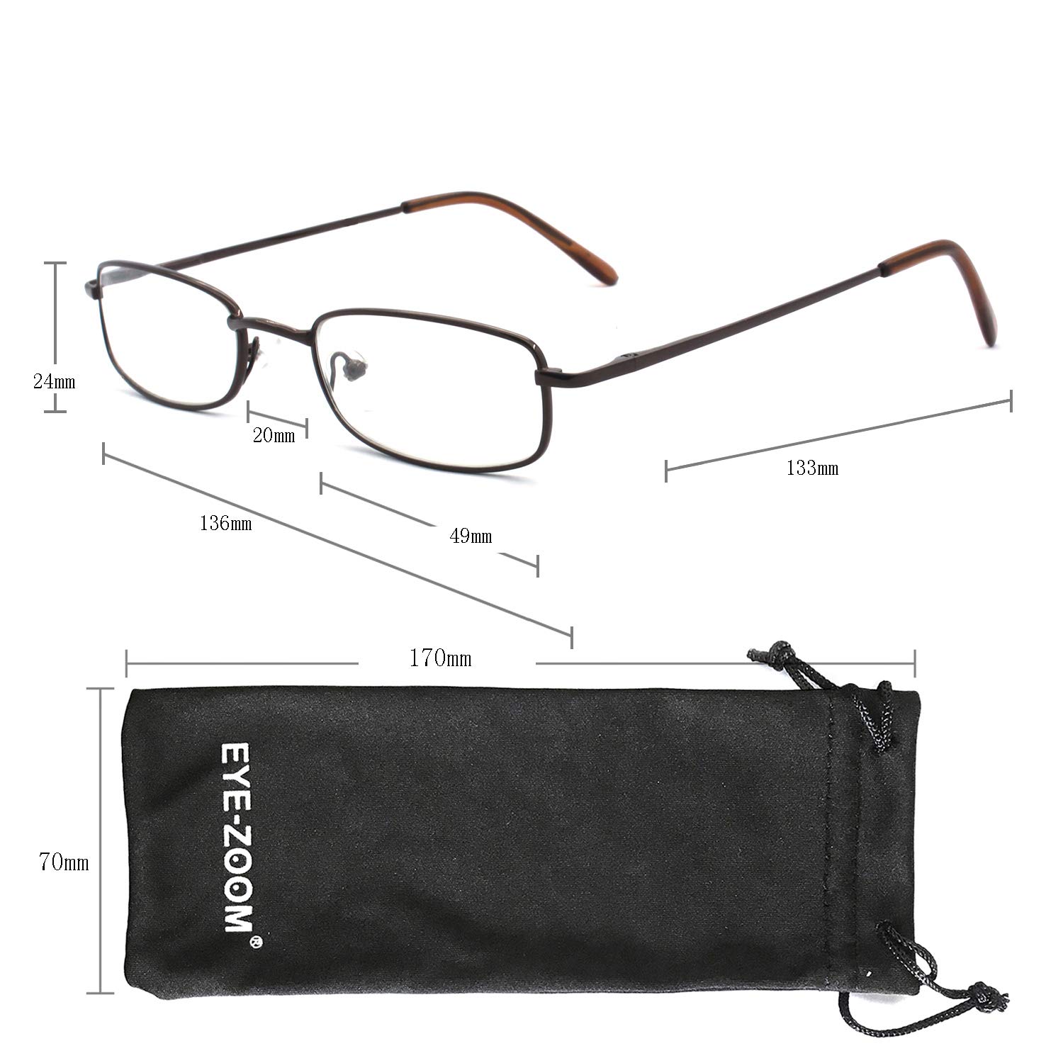 Classic Rectangular Metal Reading Glasses for Men & Women - Multi-Colored Frames | Perfect for Reading, Computer Use & Daily Activities