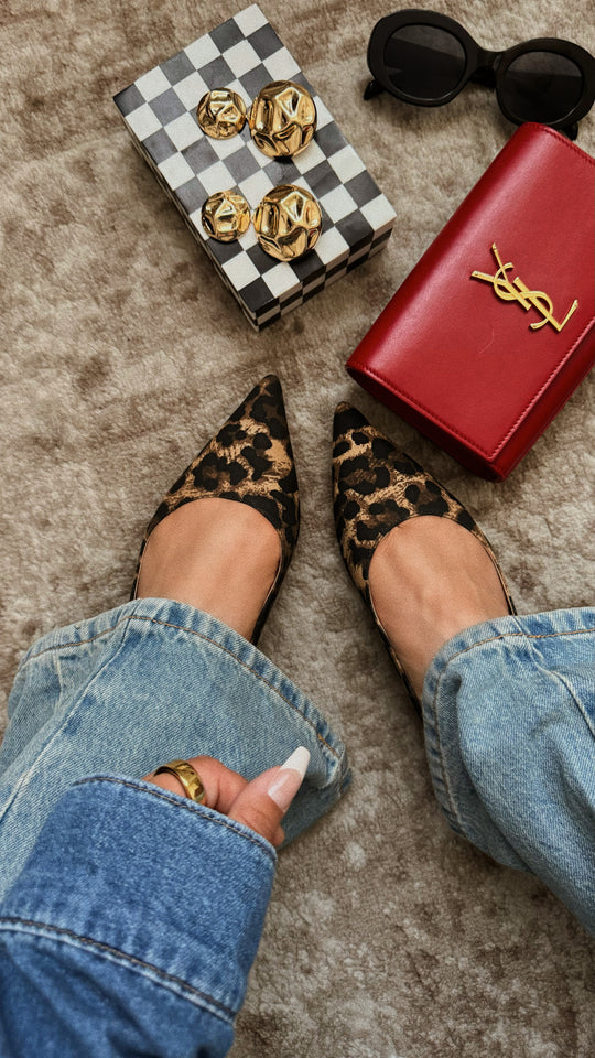 Ashlyn Pointed Toe Flats - Women's Leopard Print Ballet Shoes for Work & Casual Wear | Comfortable Slip-On Flats for Office, Party & Everyday Outfits