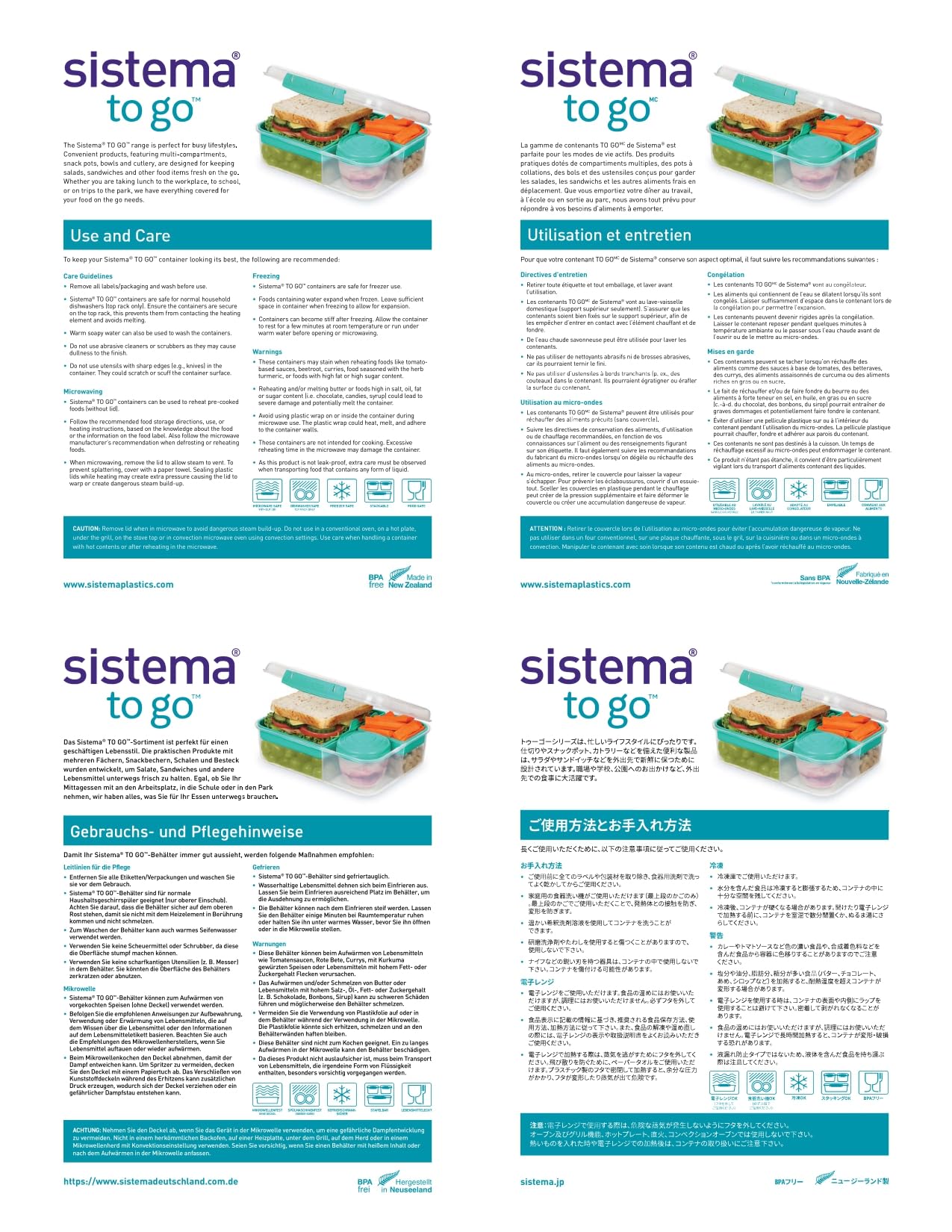 Sistema To Go Collection - BPA-Free Plastic Food Storage Containers for Breakfast, Lunch & Meal Prep | Microwave & Dishwasher Safe