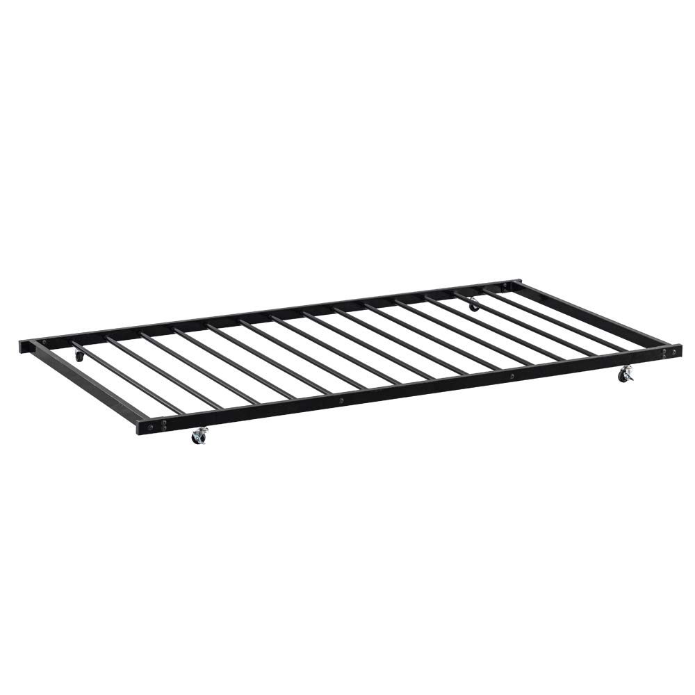 Black Twin Square Tube Trundle Extra Bed Frame - 186.5 x 98cm (72