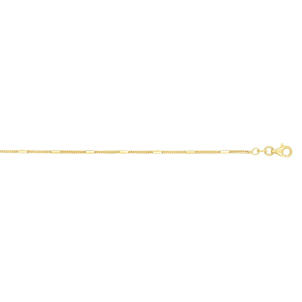 14K Gold 1.3mm Polished Bar Station Saturn Chain Necklace - Dainty Minimalist Jewelry for Women, Perfect for Layering & Everyday Wear