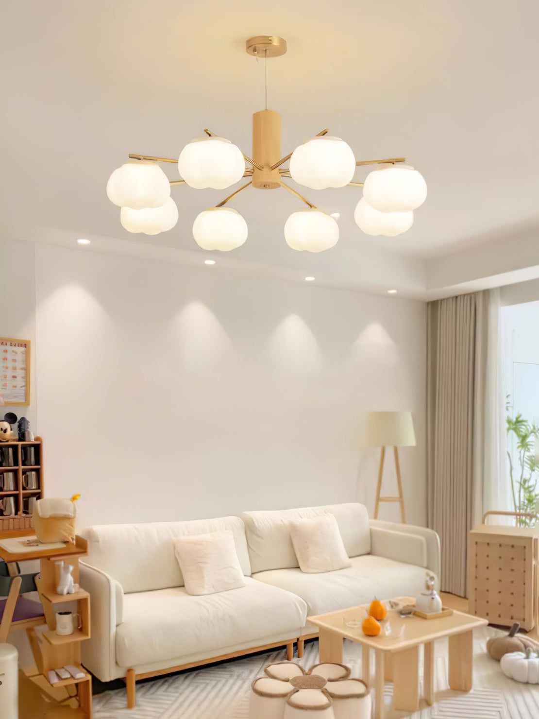 Handmade Cotton Ball Chandelier - Elegant Boho Home Decor for Bedroom, Nursery & Wedding | Soft Lighting Fixture with Natural Cotton Accents