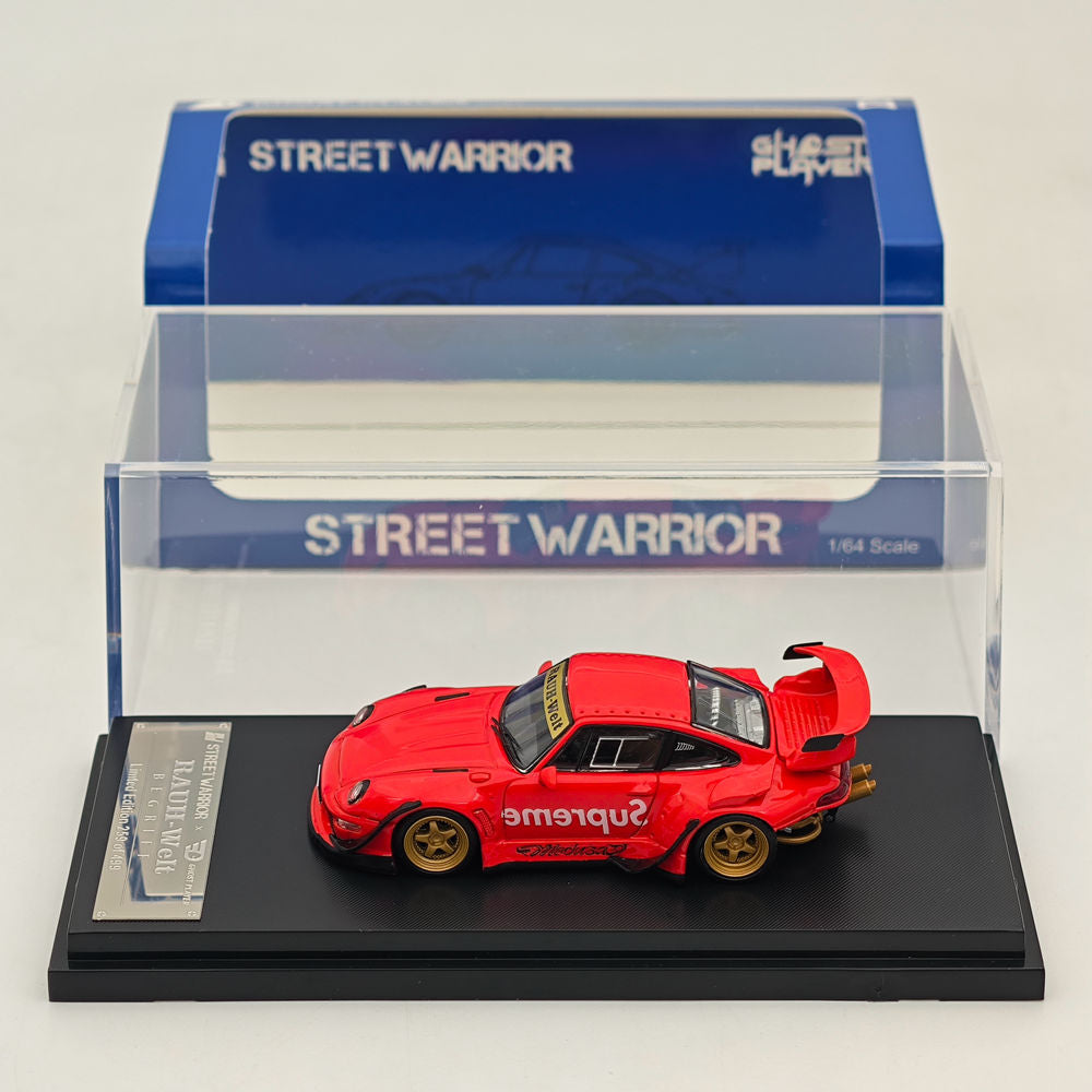 1/64 Scale RWB Porsche 993 GT RAUH Welt Diecast Model Car - Red Short Wing Limited Edition Collectible for Display & Racing Enthusiasts