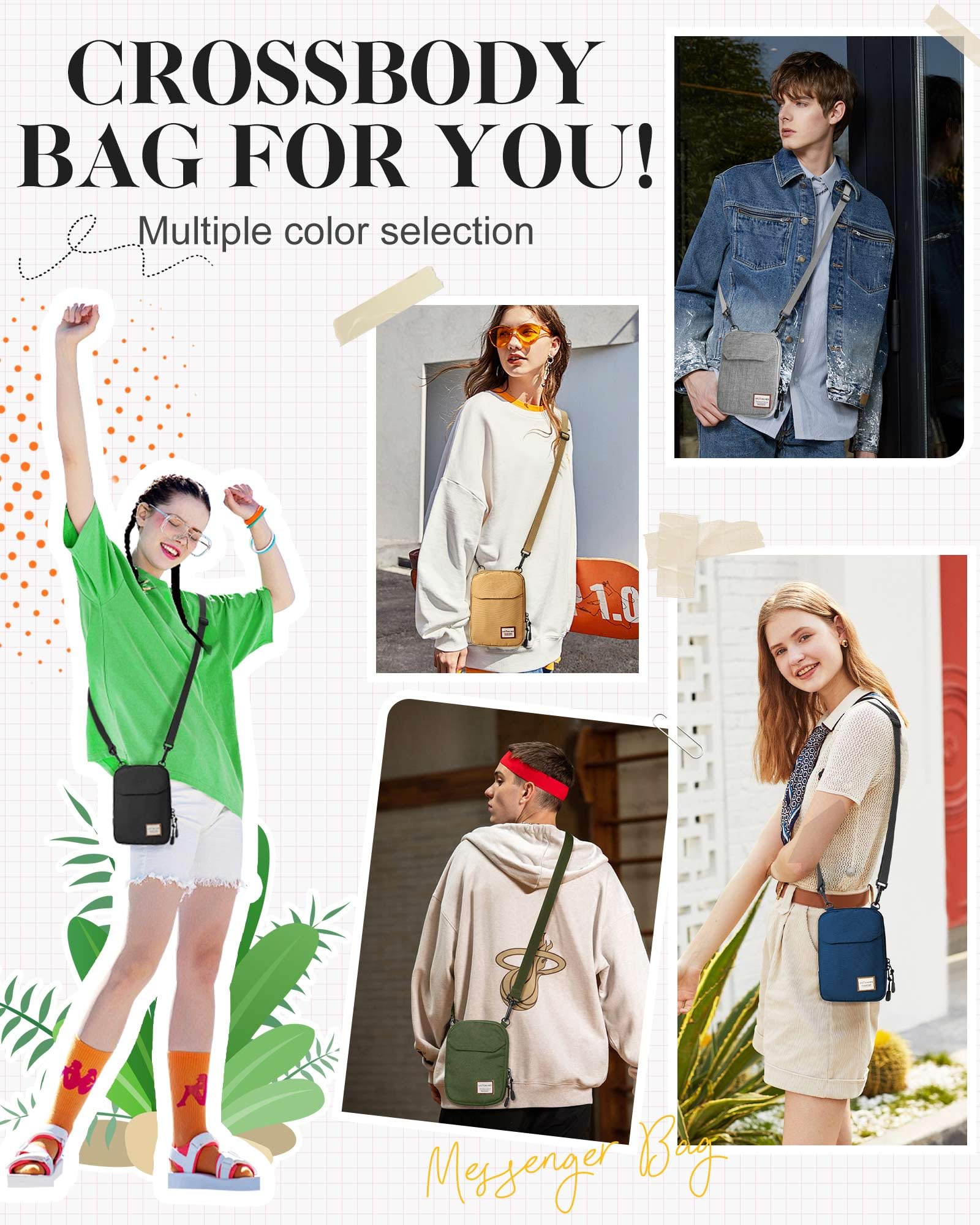 SEAFEW Mini Crossbody Bag for Men & Women - Small Messenger Satchel Shoulder Bag - Perfect for Travel, Work & Everyday Use