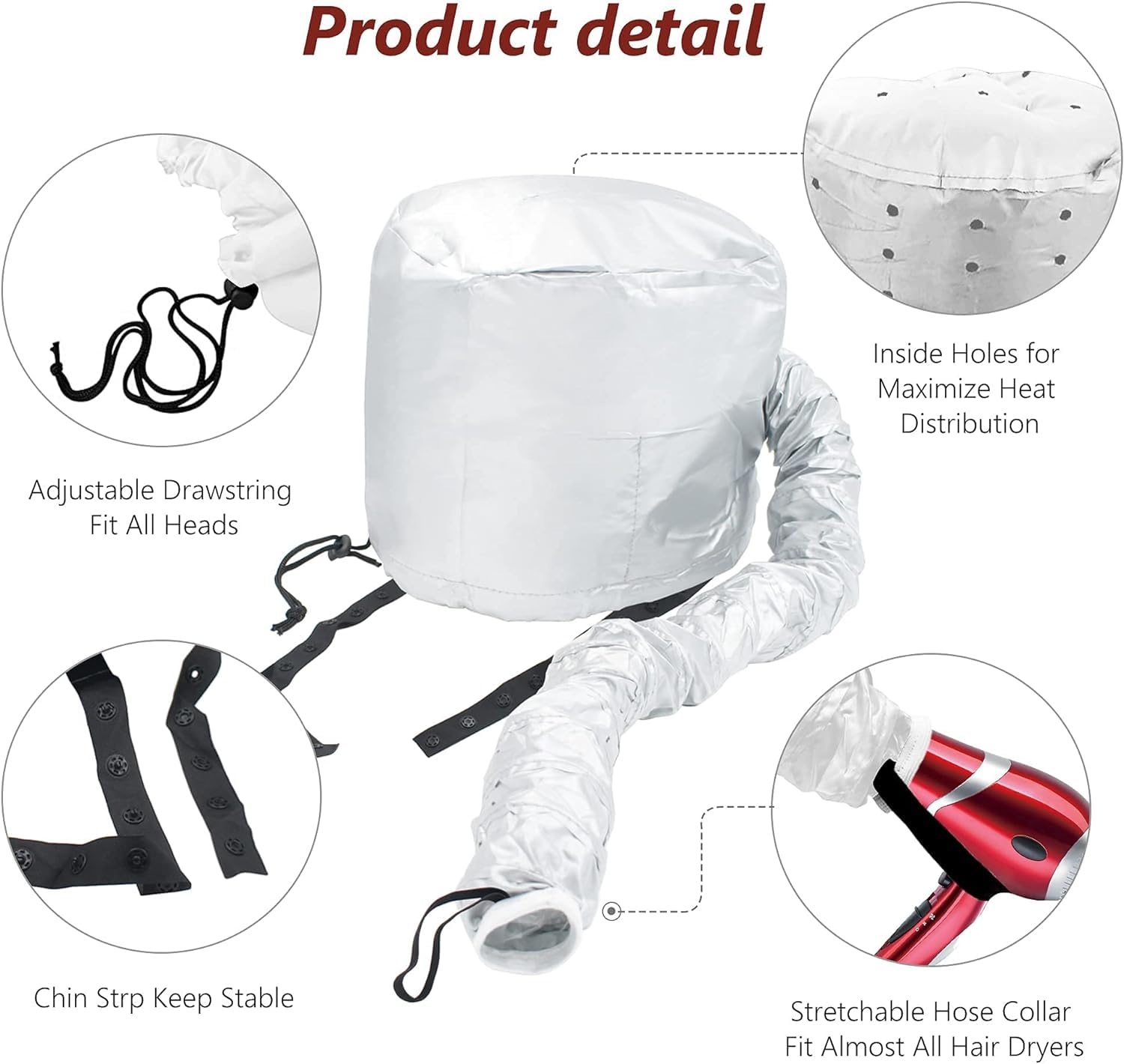 Openja Portable Soft Bonnet Hair Dryer Attachment - Adjustable Large Drying Bonnet for Handheld Dryers | Fast Drying for Natural Curly & Textured Hair | Perfect for Home Salon & Travel Hair Care