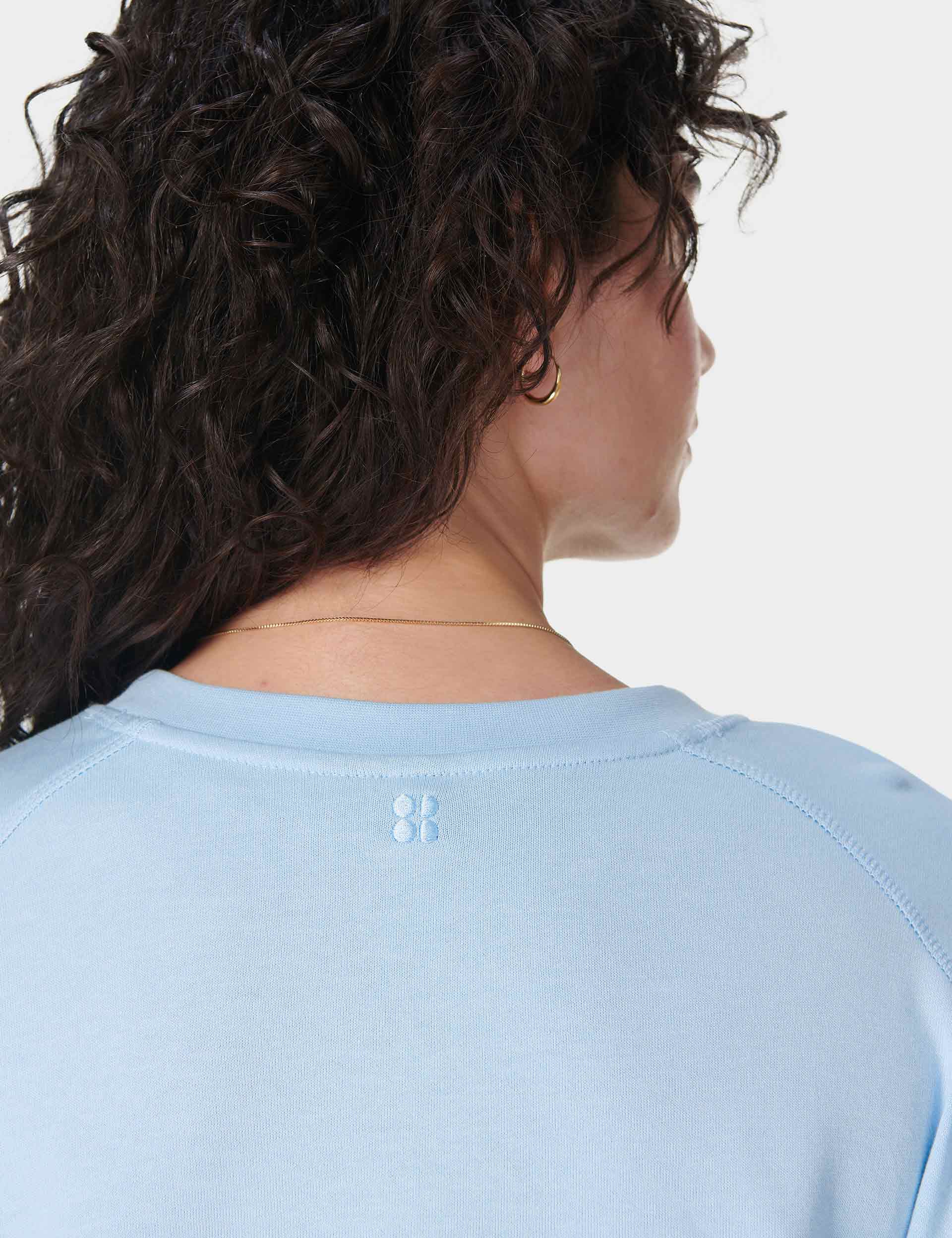 After Class Crop Sweatshirt for Women - Soft Casual Pullover Hoodie in Breeze Blue | Perfect for School, Gym, and Streetwear Fashion
