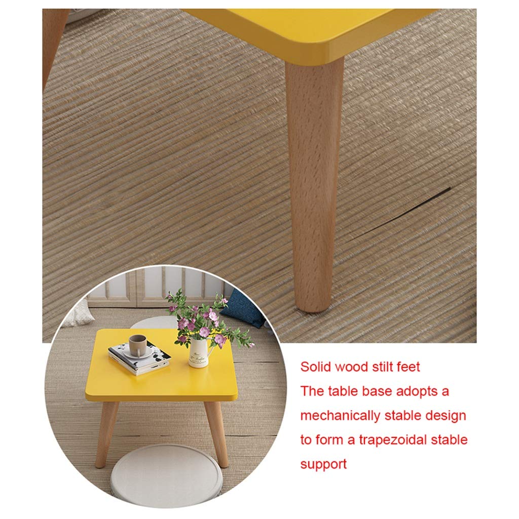 Nordic Solid Wood Coffee Table - 40x40x33cm Small Apartment Square Low Table with Sturdy Legs, Modern Simple Design for Living Room, Bedside, Sofa Side or Home Office | Perfect for Coffee, Books, Laptop & Decor