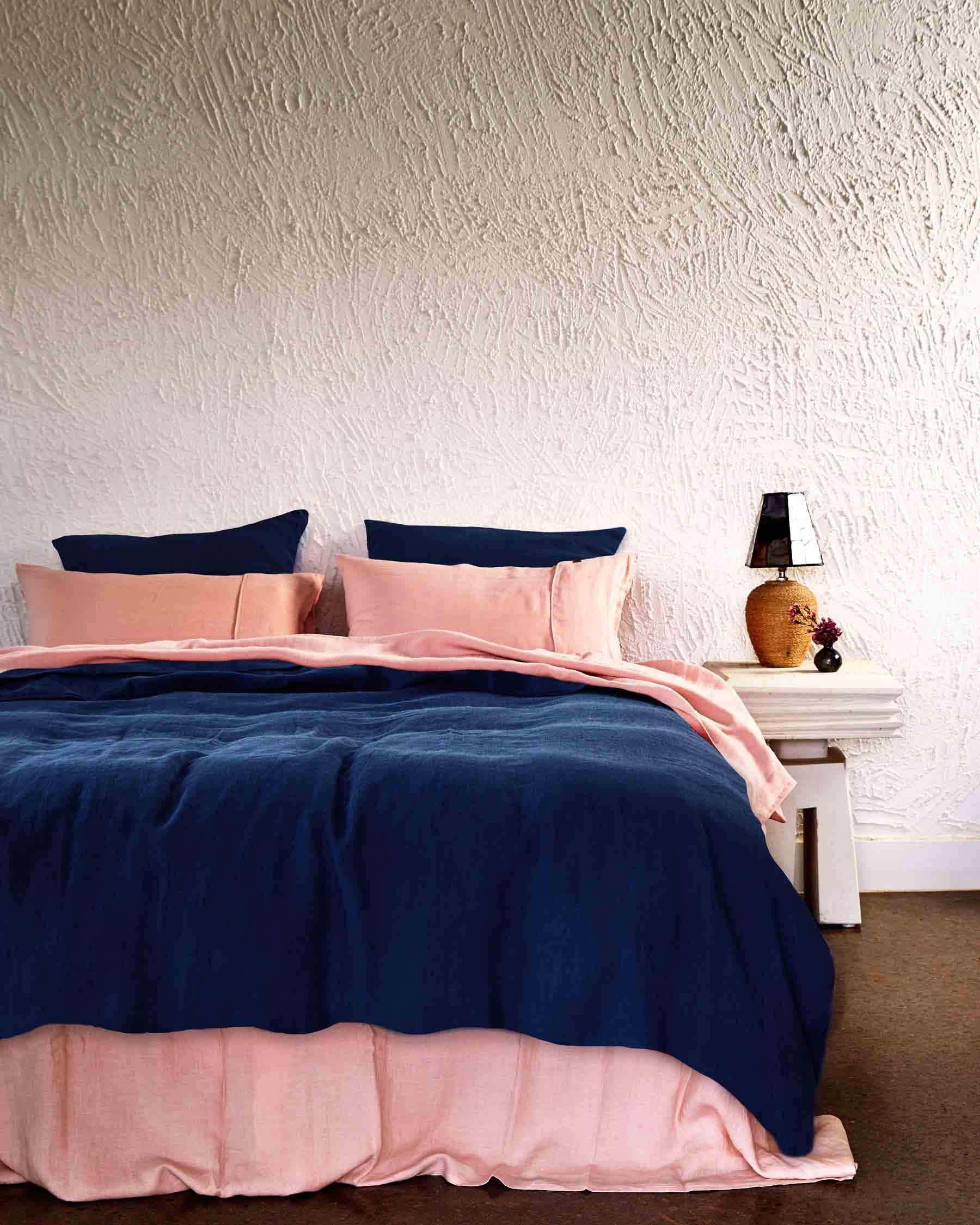 Premium Indigo Linen Quilt Cover Set - Breathable & Soft Bedding for All Seasons - Perfect for Master Bedroom, Guest Room & Cozy Home Decor (US)