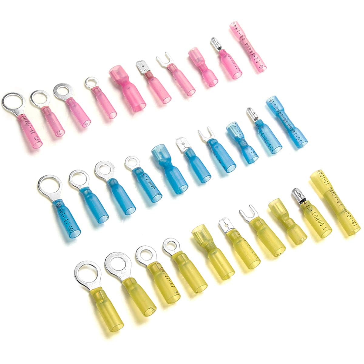 150PCS Heat Shrink Wire Connectors Kit - Waterproof Crimp Connectors for Automotive, Marine & Electrical Wiring | Ring, Fork, Spade, Bullet & Butt Terminals | DIY Car Repair, Boat Wiring & Home Electrical Projects