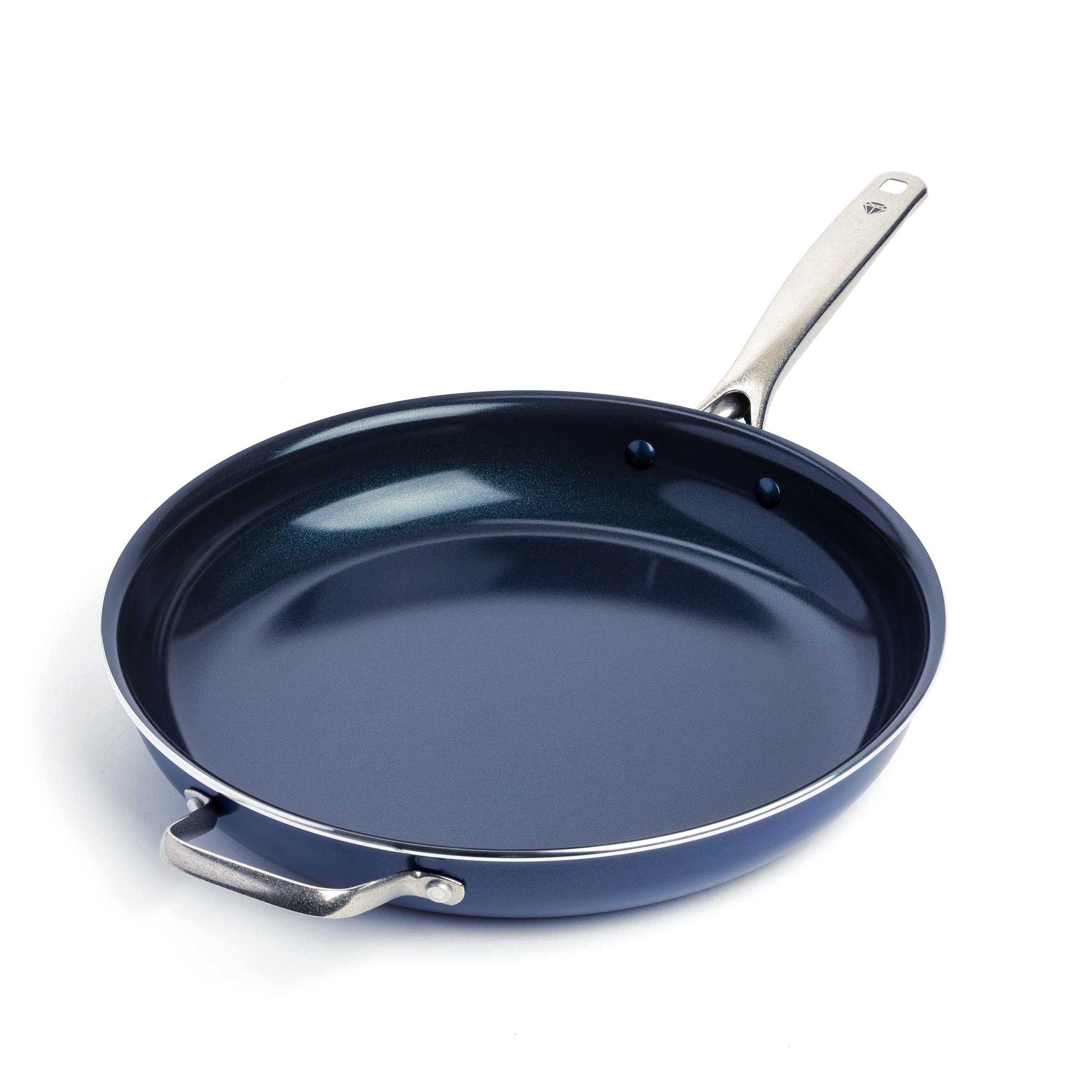 Blue Diamond Cookware 14-Inch Large Frying Pan with Helper Handle | Diamond-Infused Healthy Ceramic Nonstick Coating | PFAS & PFOA-Free | Dishwasher & Oven Safe (Up to 600°F) | Even Heat Distribution | Warp-Resistant | Easy to Clean | Perfect for Searing, Sauteing & Family Cooking