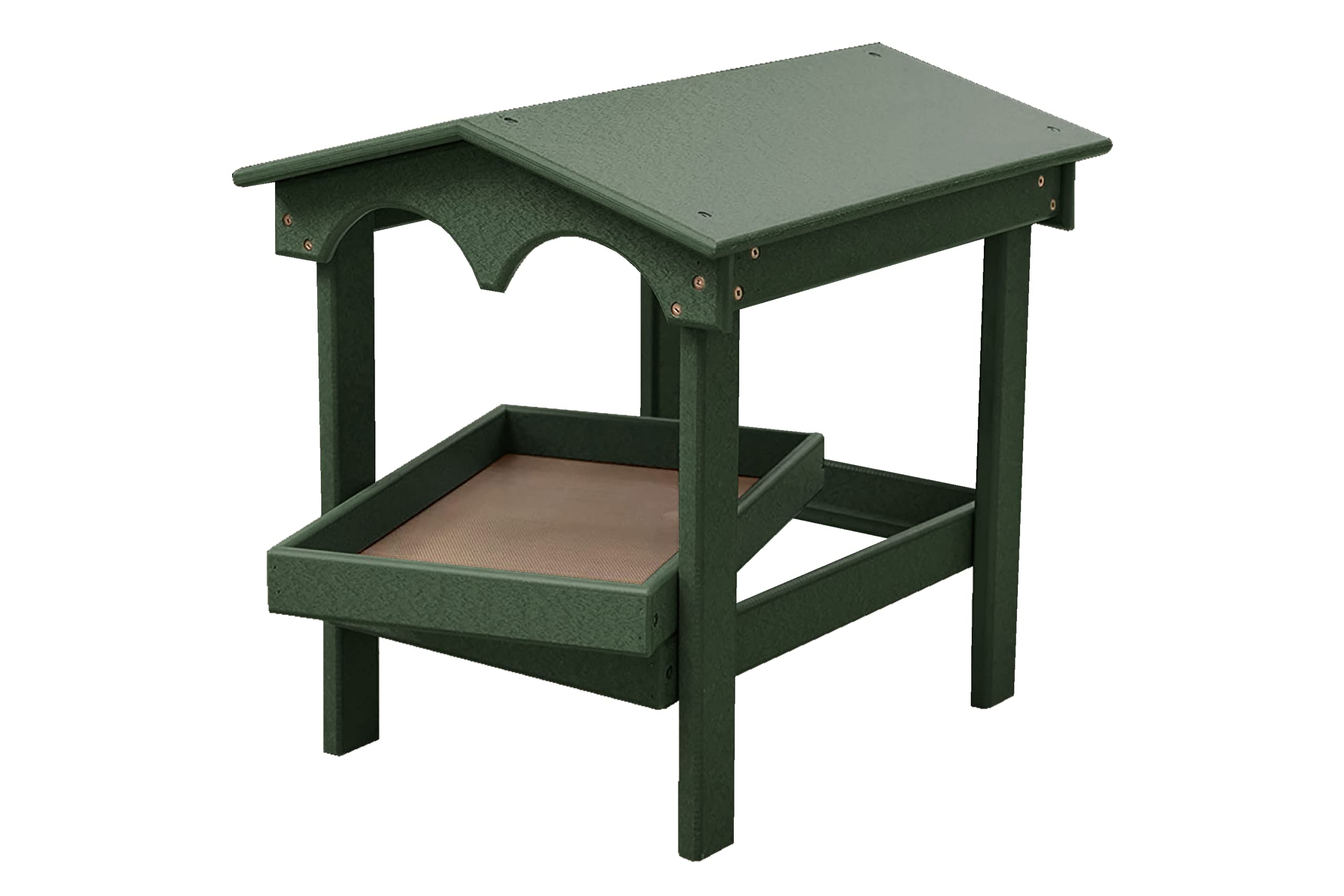 Amish-Made Recycled Plastic Large Raised Platform Bird Feeder with Removable Seed Tray - Durable Outdoor Turf Green Birdfeeder for Backyard, Garden & Wildlife Watching