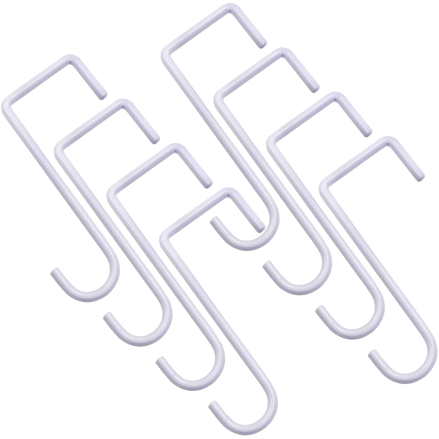 HiGift 8 Pack Vinyl Fence Hooks - 2 x 6 Inch White Powder Coated Steel Patio Hangers for Plants, Bird Feeders & Pool Tools - Durable Outdoor Garden & Deck Decor Hooks for Hanging Planters, Lights & More