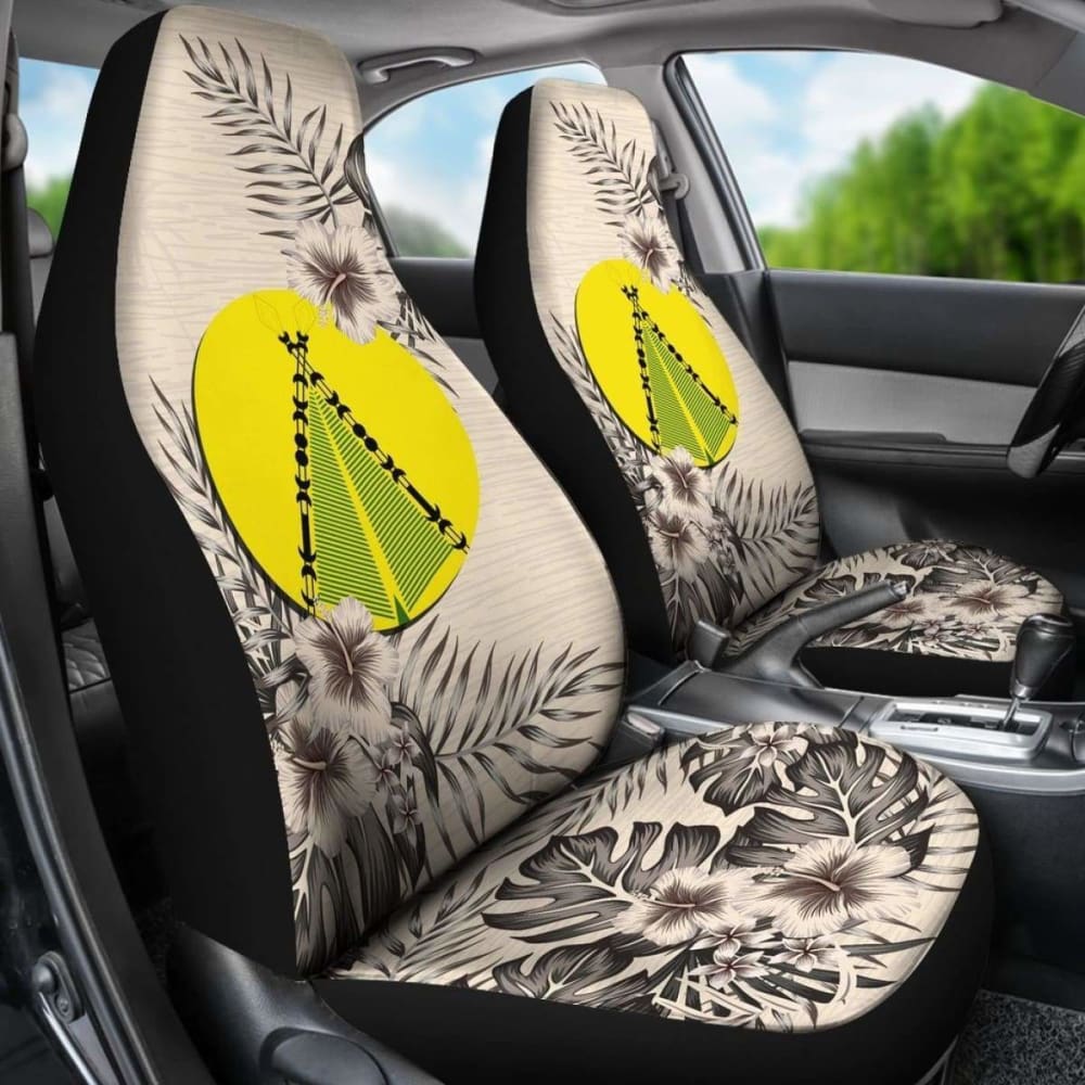 Premium Beige Hibiscus Car Seat Covers (Set of 2) - Universal Fit for Cars, SUVs & Trucks - Soft & Durable Protection - Perfect for Road Trips, Daily Commute & Family Travel