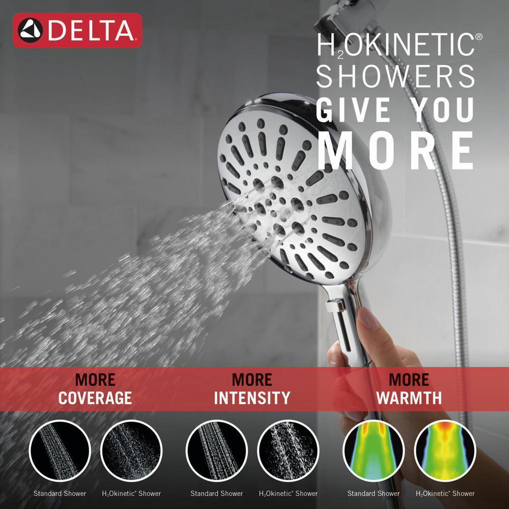 7-Setting SureDock Magnetic Hand Shower with Lumicoat Chrome Finish - Delta 54910 PR PK - Perfect for Bathroom, Spa, and Pet Washing