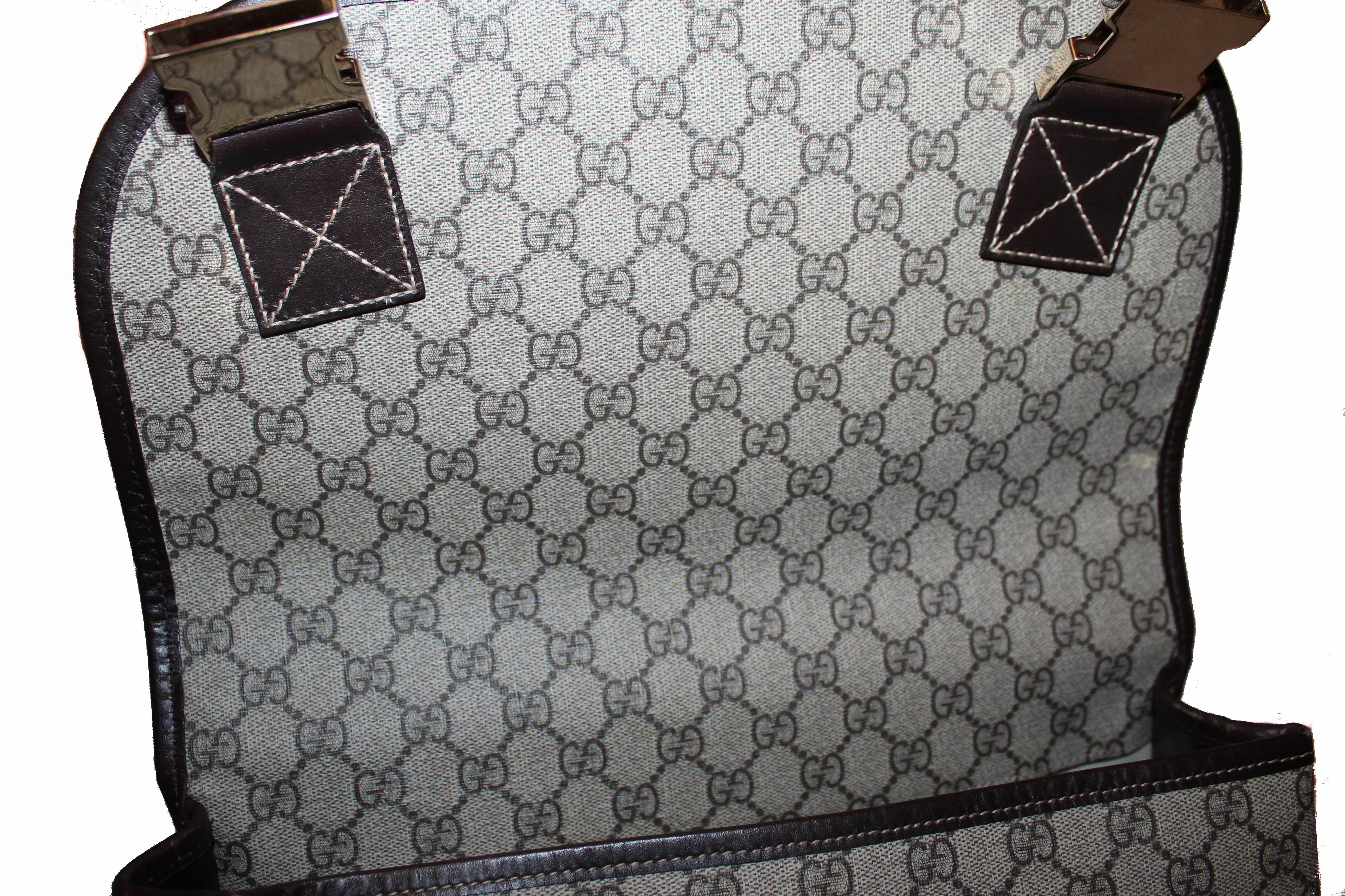 Authentic Gucci GG Coated Canvas Messenger Bag - Large Size in Beige & Ebony | Luxury Crossbody Bag for Women, Perfect for Work, Travel & Everyday Use