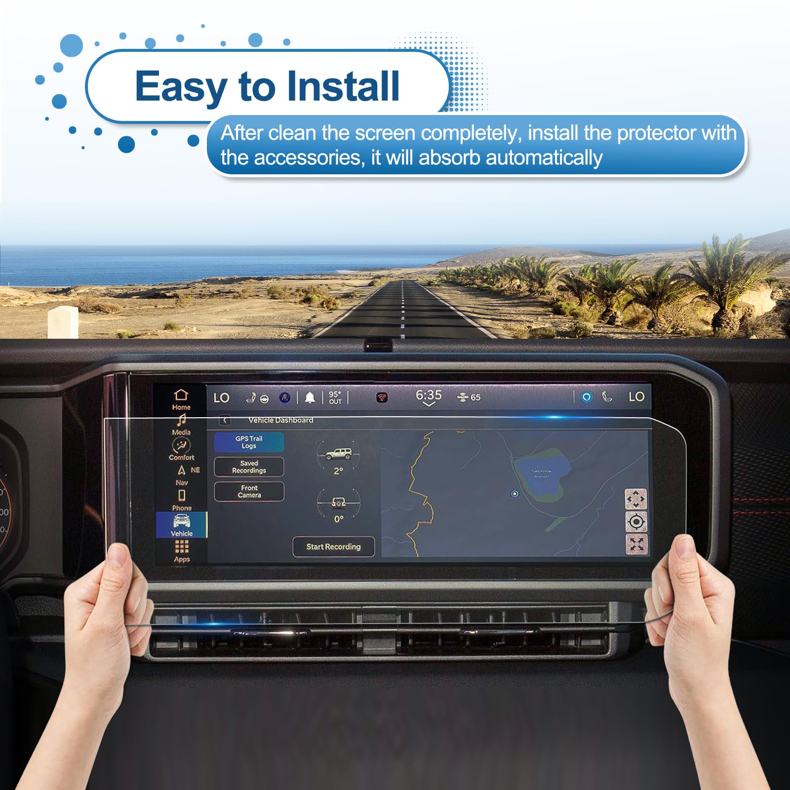Coleya 12.3-inch 9H Tempered Glass Screen Protector for 2024-2025 Jeep Wrangler (Sport/Sport S/Willys/Sahara/Rubicon/Rubicon X/4XE) - Ultra HD Clear Touchscreen Protection - Perfect for Off-Roading & Daily Driving