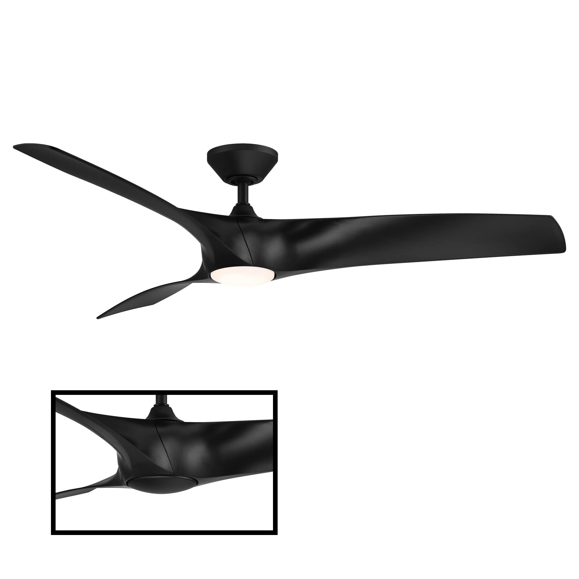 Zephyr 62-Inch Smart Ceiling Fan with LED Light Kit & Remote Control, Adjustable CCT 2700K-5000K, Matte Black, Works with Alexa & iOS/Android App for Living Room, Bedroom, or Patio