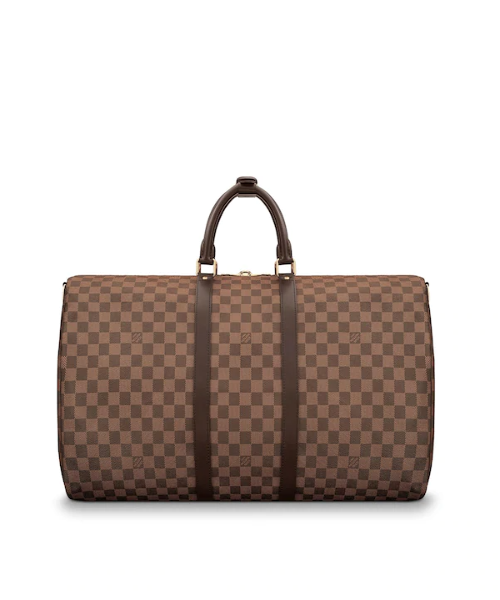 Authentic Louis Vuitton Keepall Bandouliere 55 Travel Duffle Bag in Damier Ebene Canvas - Perfect for Weekend Getaways & Business Trips