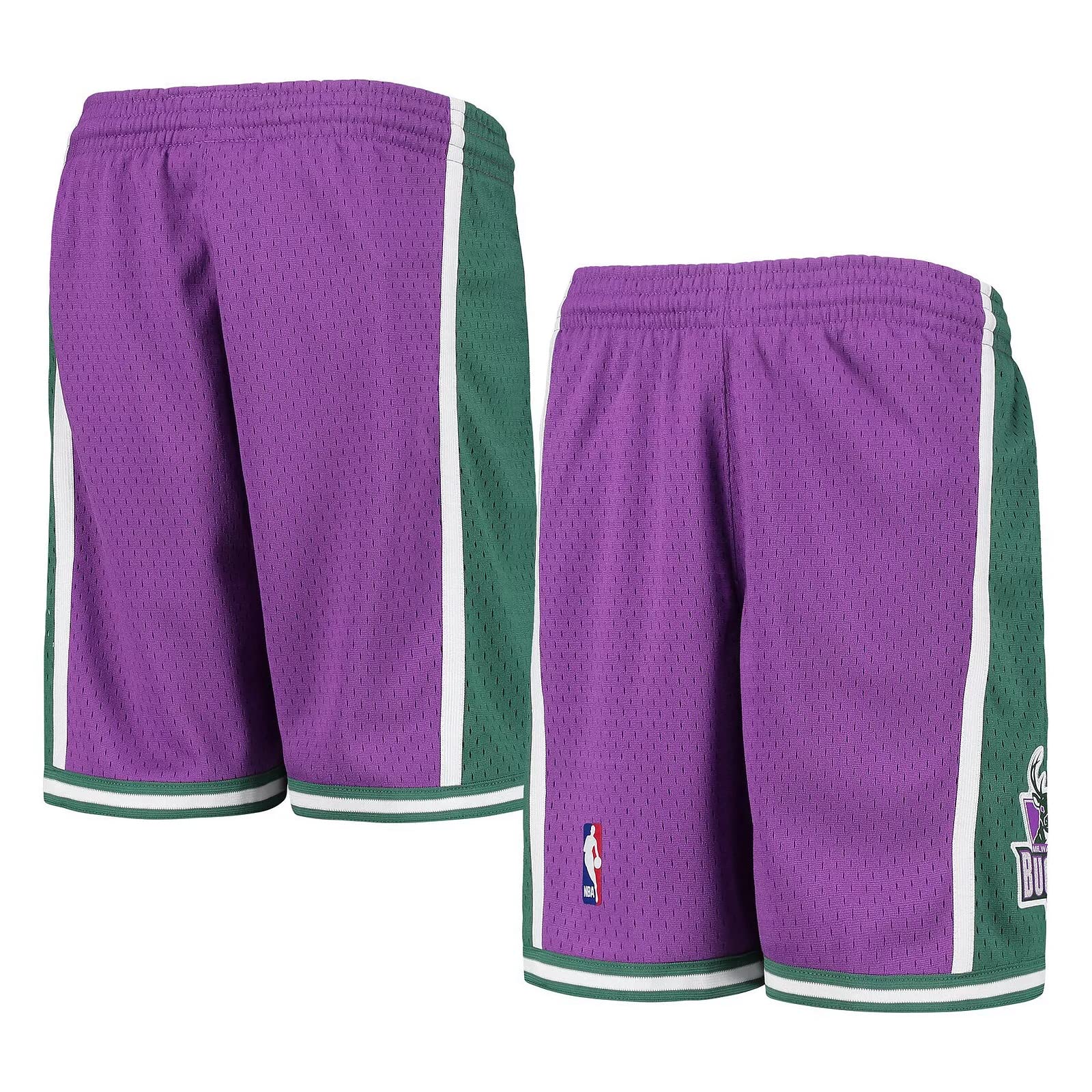 Milwaukee Bucks Youth 8-20 Purple Hardwood Classic Swingman Basketball Shorts - Perfect for Games, Practice & Fan Apparel
