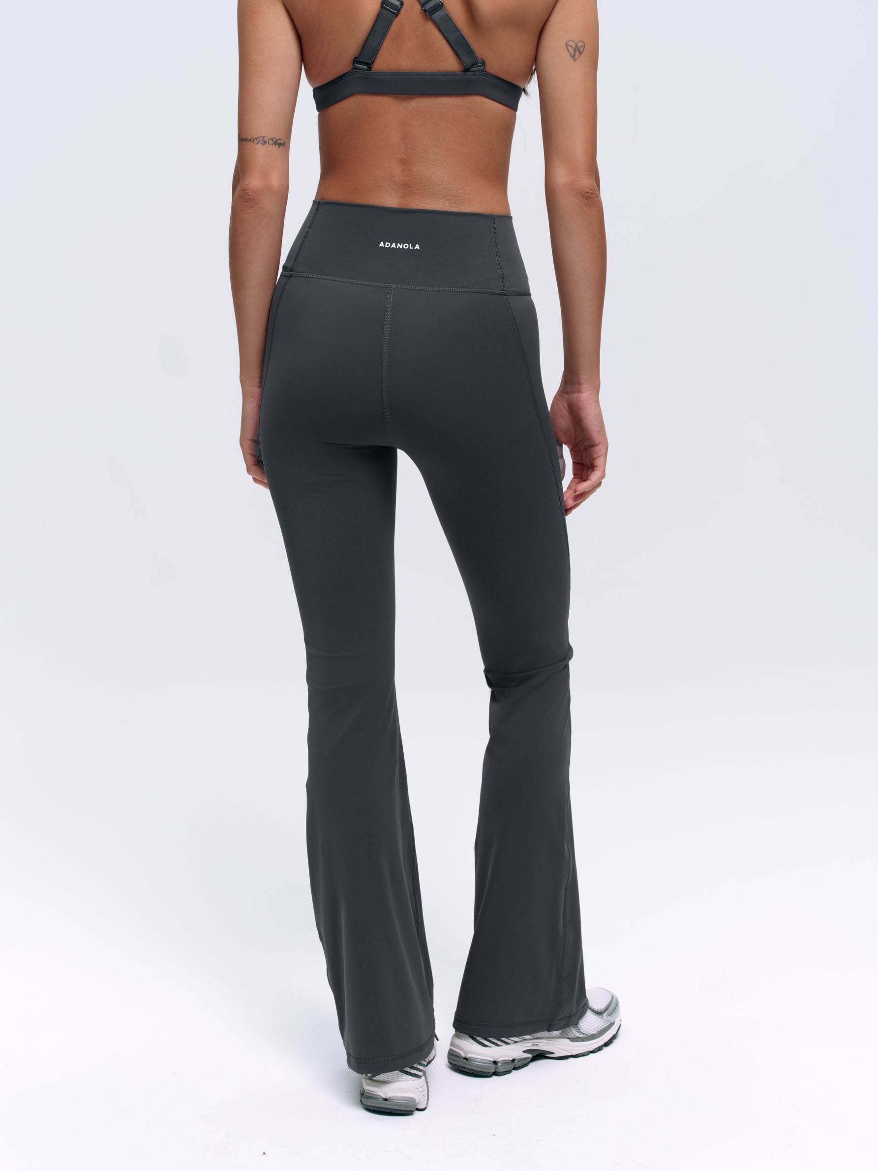 High Waist Flared Yoga Pants for Women - Stretchy & Comfortable Graphite Grey Workout Leggings - Perfect for Yoga, Pilates & Lounge Wear