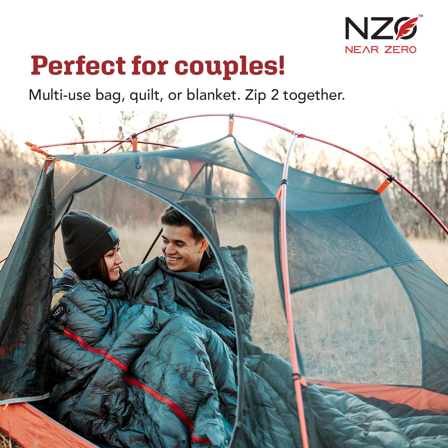 NEAR ZERO Quilt ONE Ultralight 850+ Power Down Quilt & Sleeping Bag for Camping, Hiking & Backpacking | Convertible to 2-Person Sleeping System | Compact 4-Season Camping Gear with Compression Sack | Perfect for Outdoor Adventures & Cold Weather Camping
