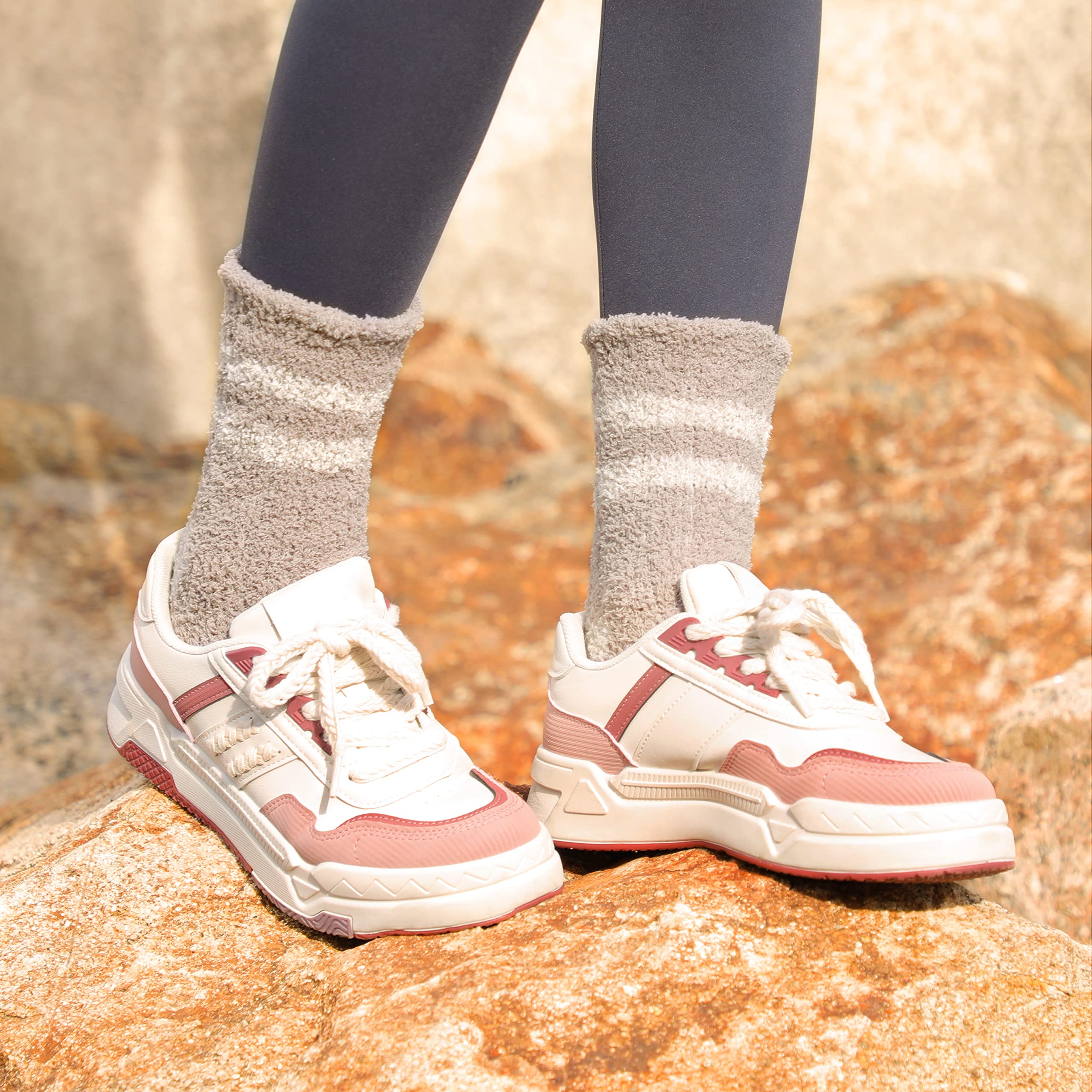 Ultra Soft Women's Fuzzy Socks - Cozy Winter Warm Slipper Socks for Sleeping & Lounging at Home | Gradient Design for Comfort